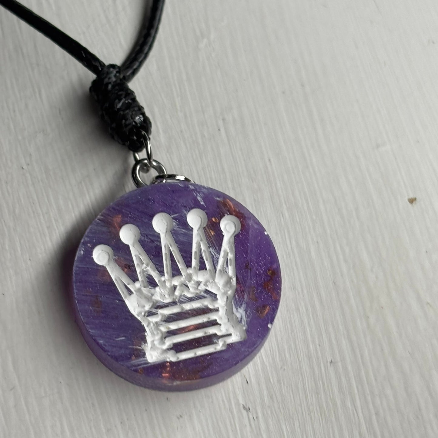 Purple Queen - Handmade Resin Chess Necklace