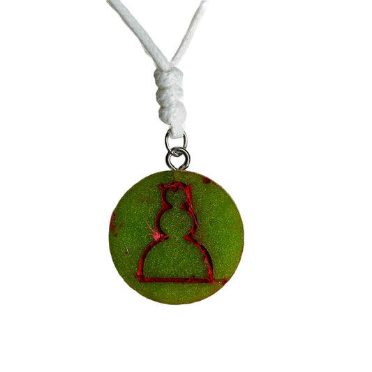 Green red Pawn - Handmade Resin Chess Necklace