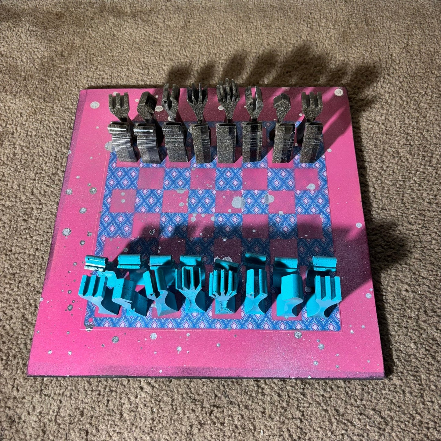Pink Blue Hue - Large Deluxe Chess Set