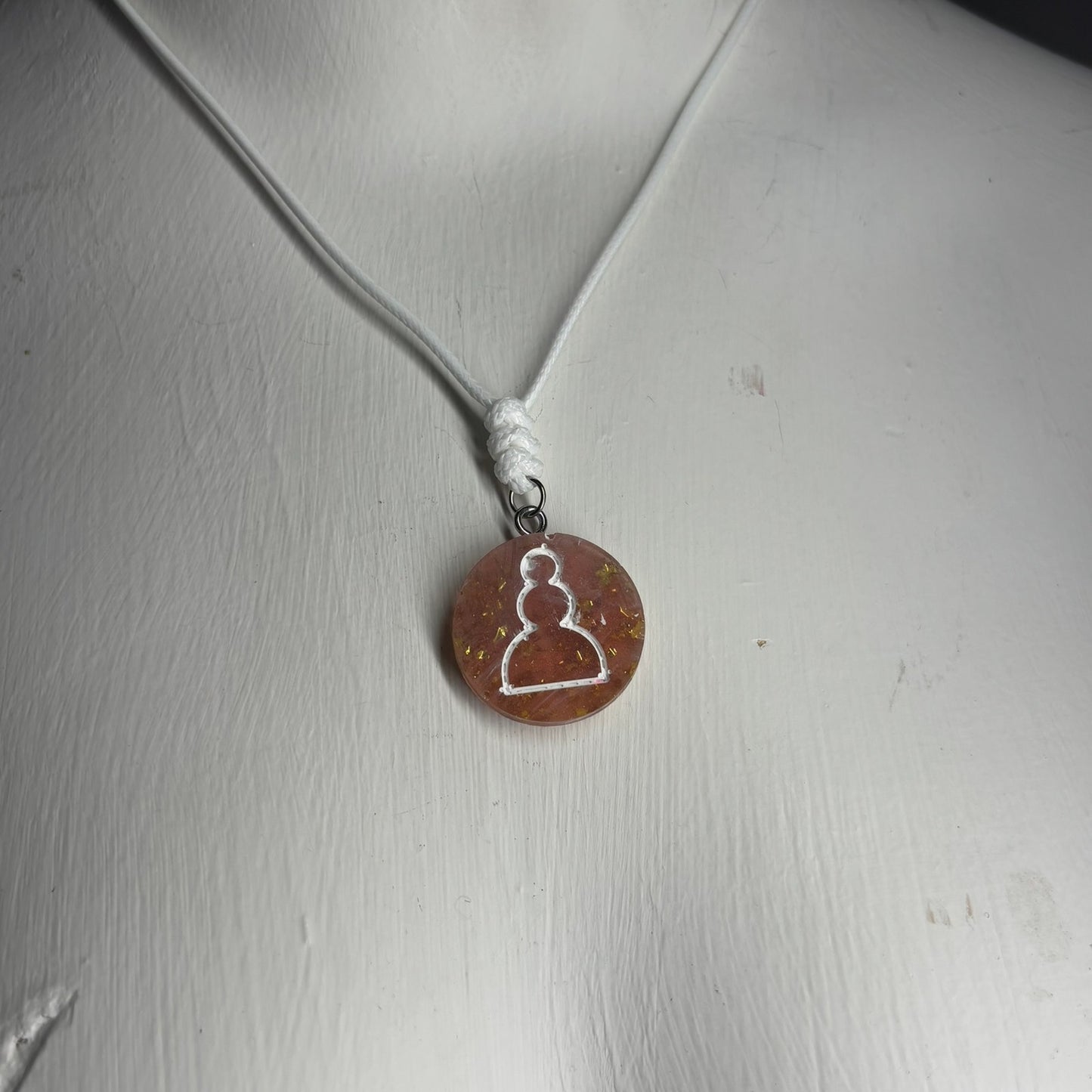 Amber Pawn - Handmade Resin Chess Necklace