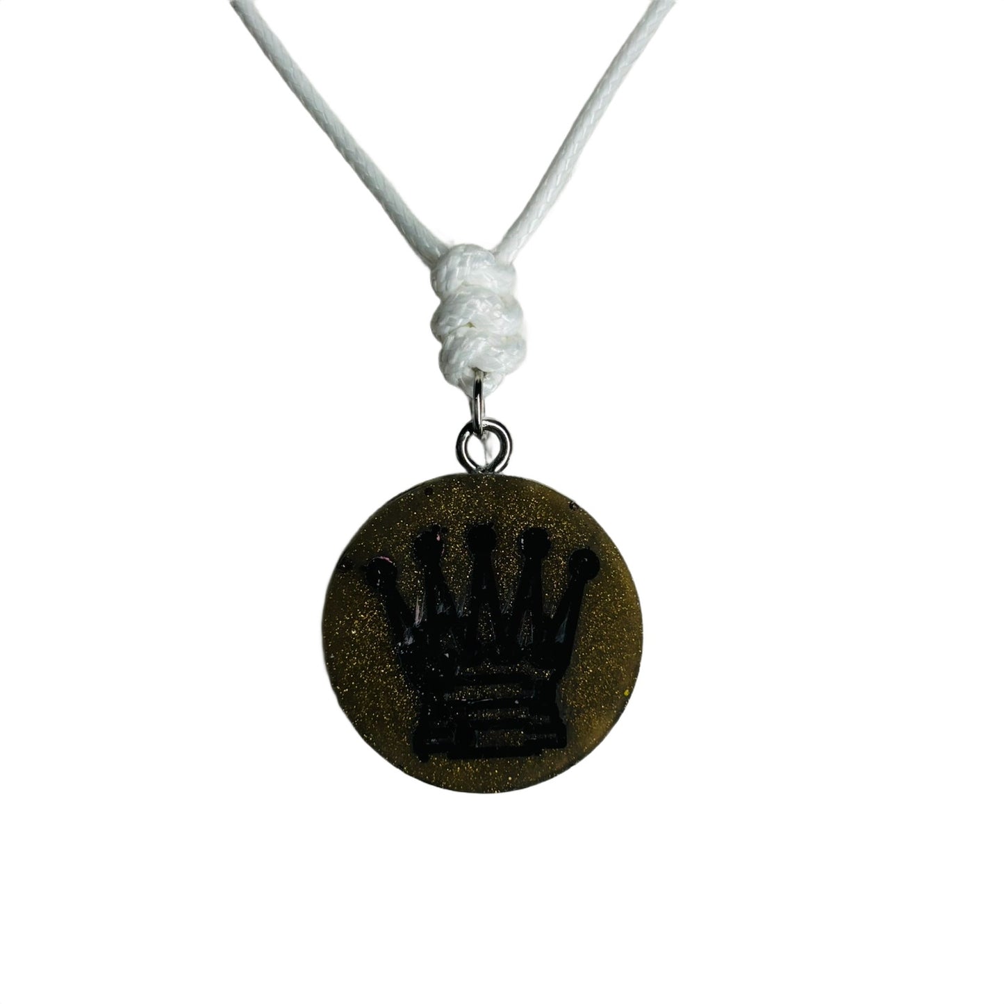Dark Green Queen - Handmade Resin Chess Necklace