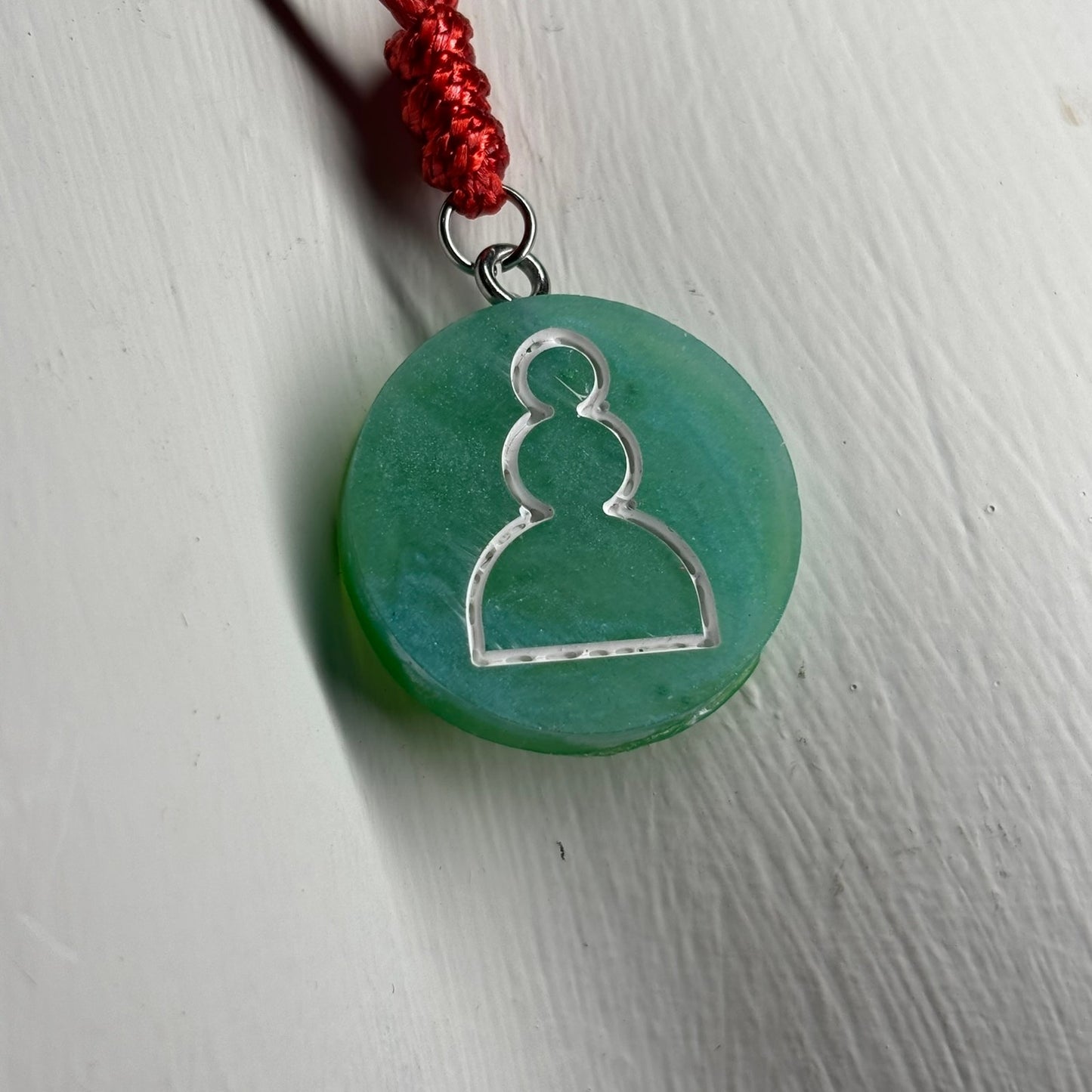 Mint Green Pawn - Handmade Resin Chess Necklace