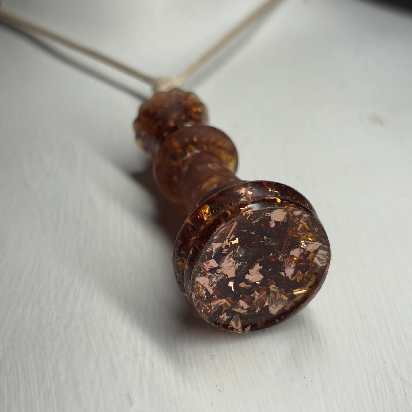 Dark Amber Queen - Handmade Resin Chess Necklace