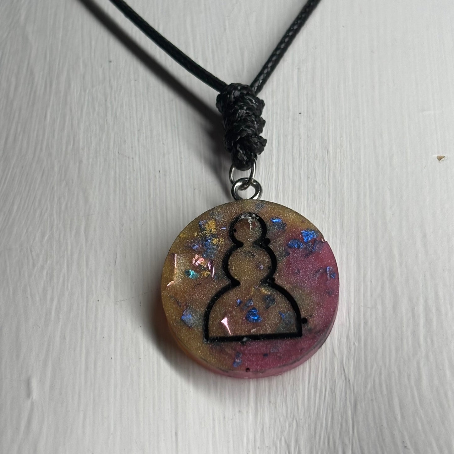 Pink Smoosh Pawn - Handmade Resin Chess Necklace
