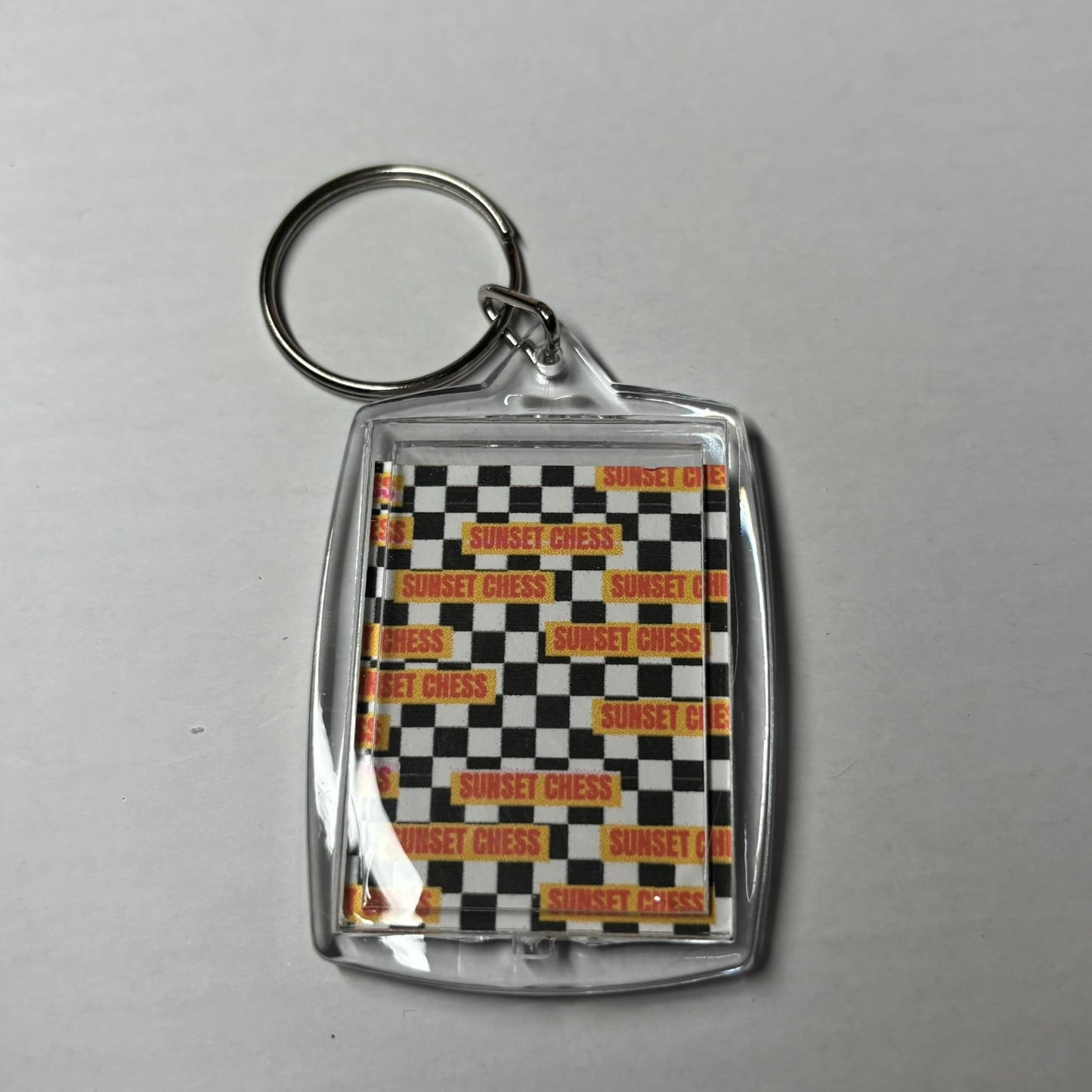 Moonlight Match - Sunset Chess Photo Keychain