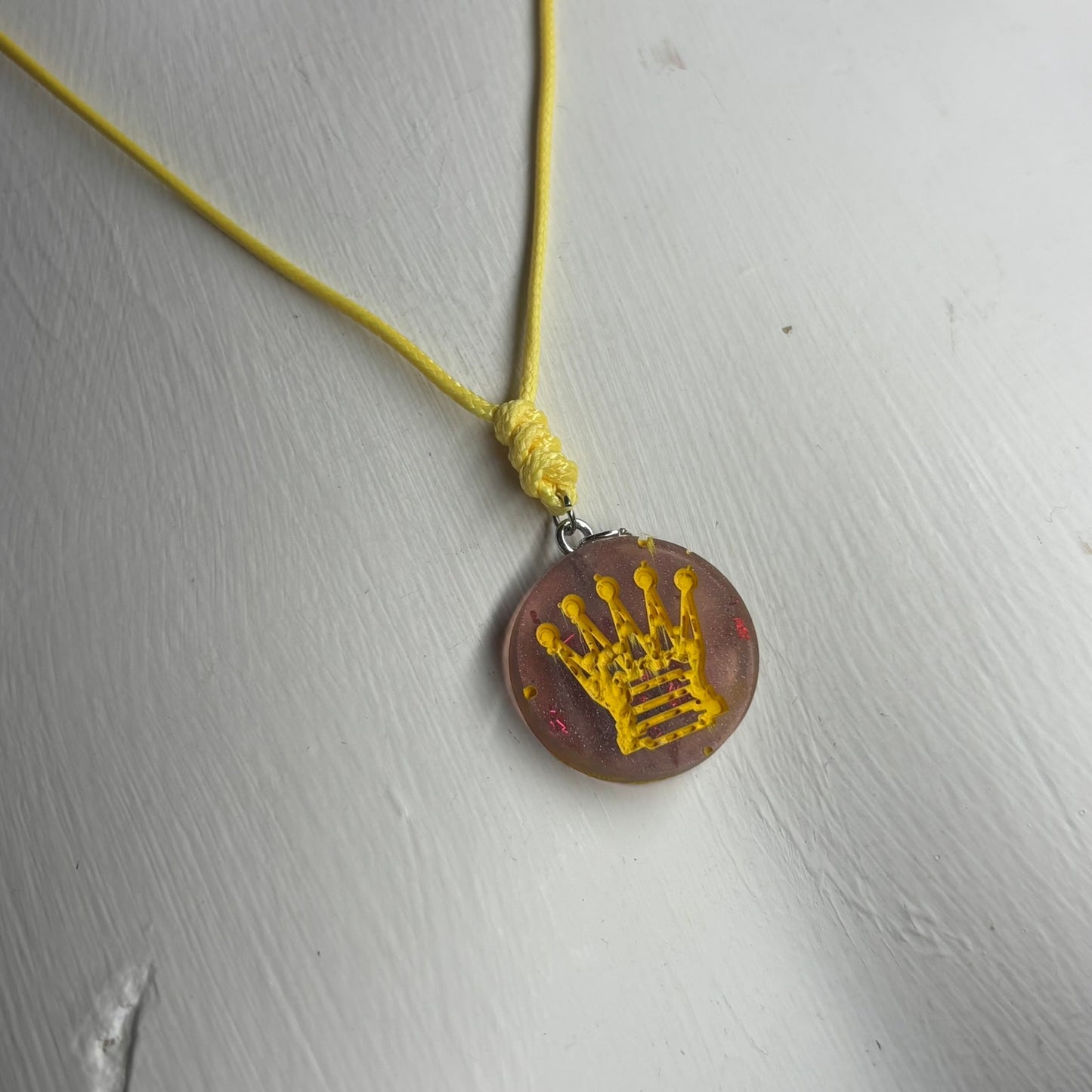 Yellows Touch Queen - Handmade Resin Chess Necklace