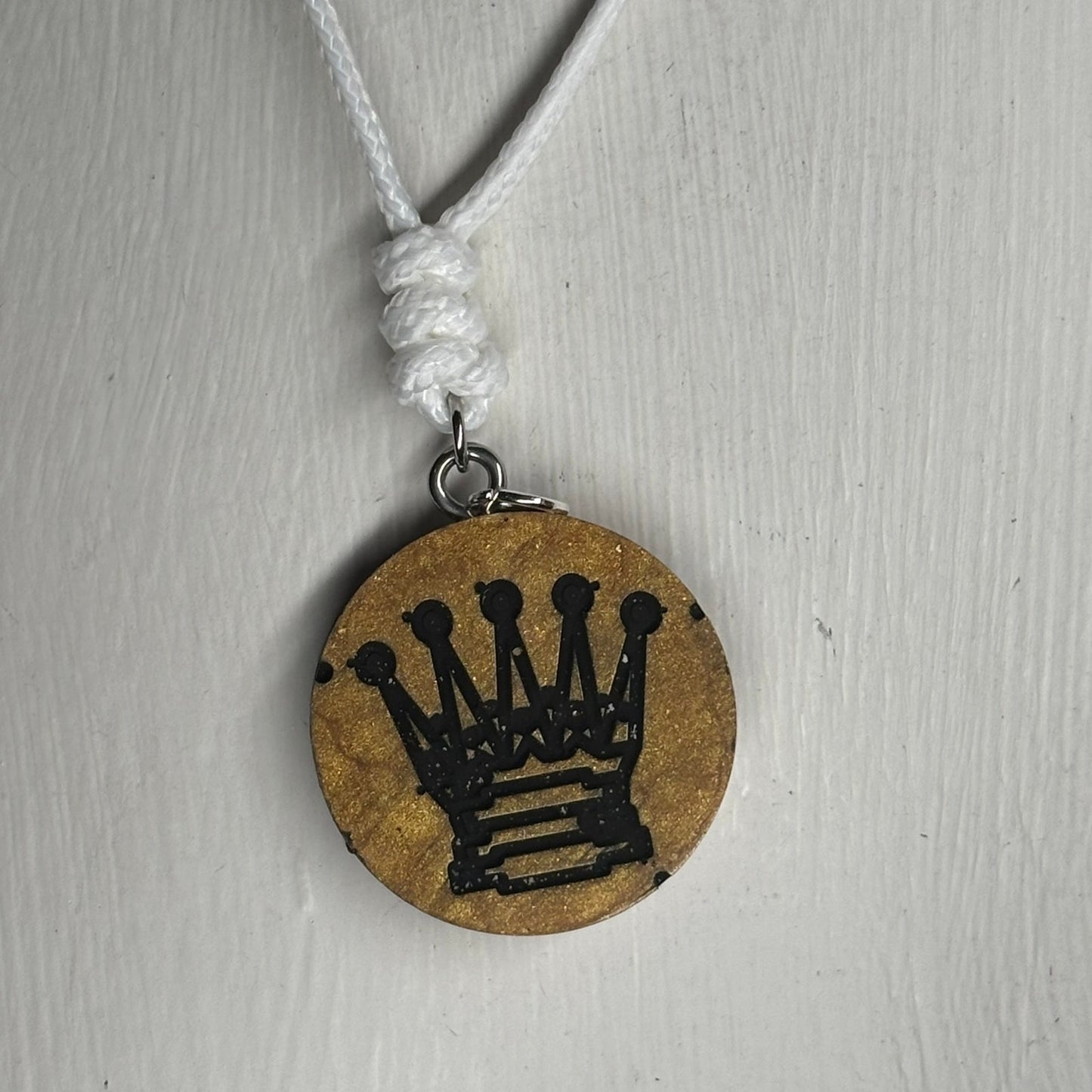 Golden Queen - Handmade Resin Chess Necklace