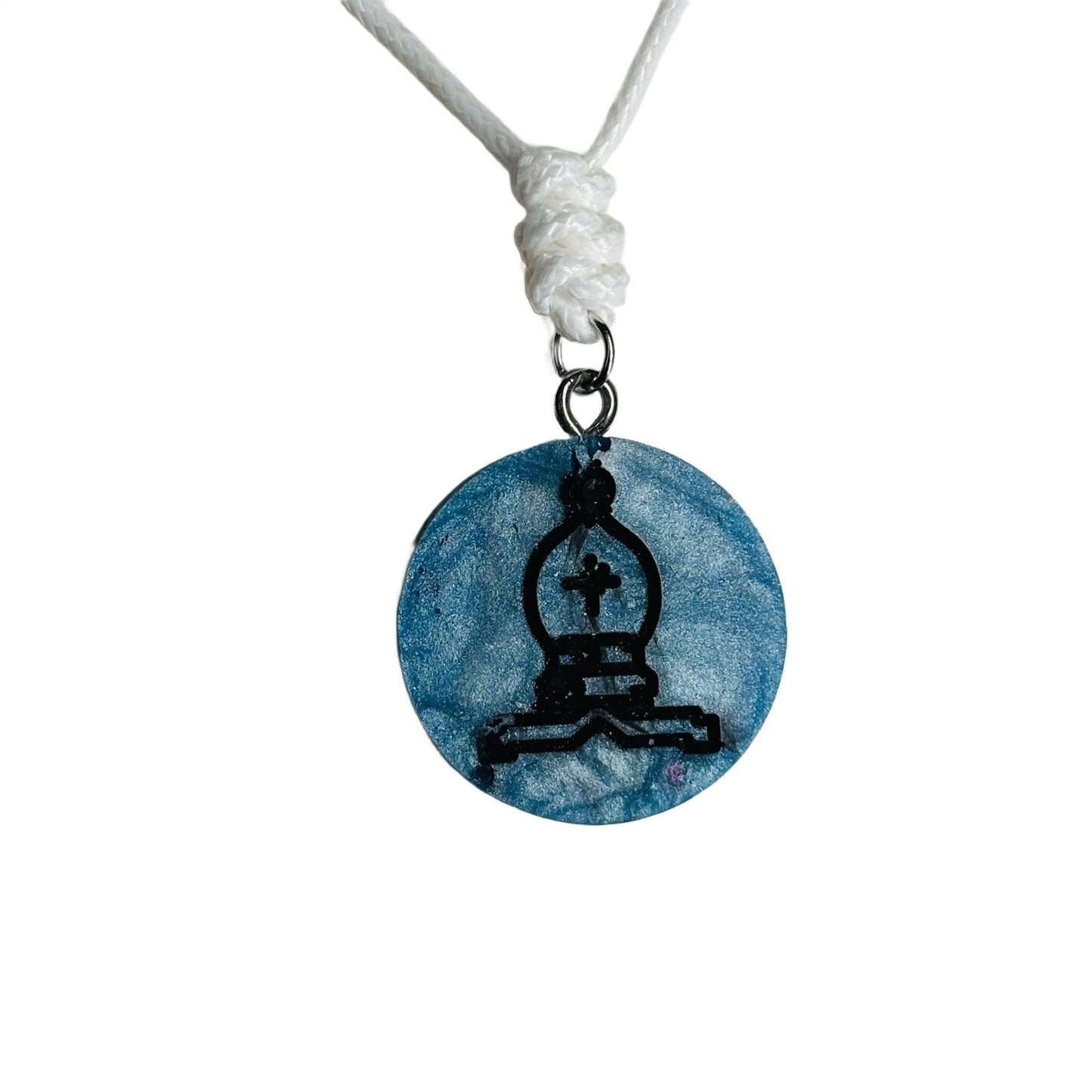 🎁 Blue Bishop - Handmade Resin Chess Necklace (100% off)