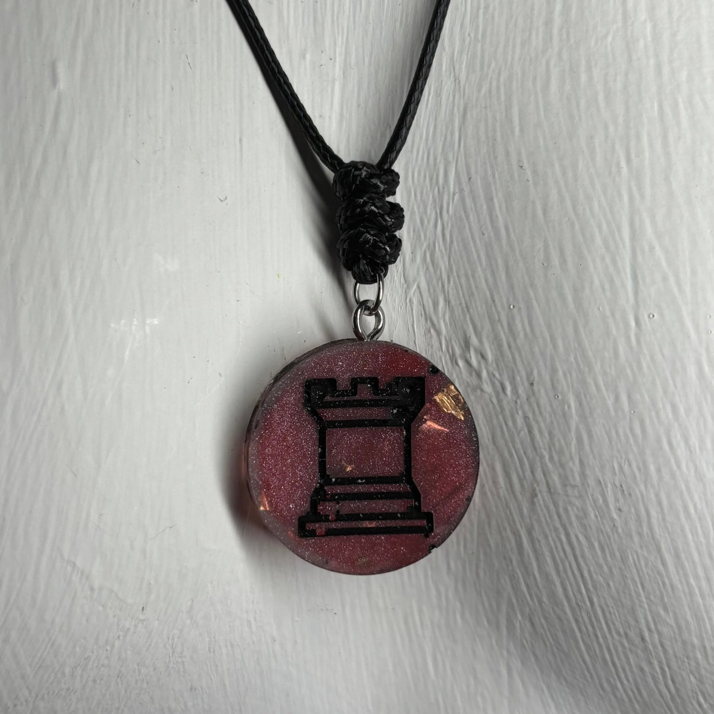Violet Red Rook - Handmade Resin Chess Necklace