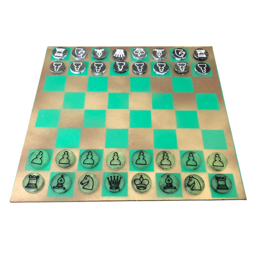 Golden Green - Painted Chess Set