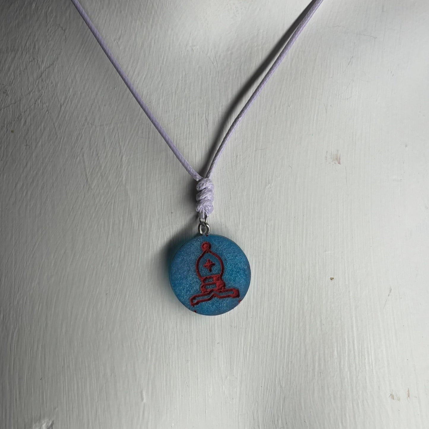 Blue Bishop - Handmade Resin Chess Necklace