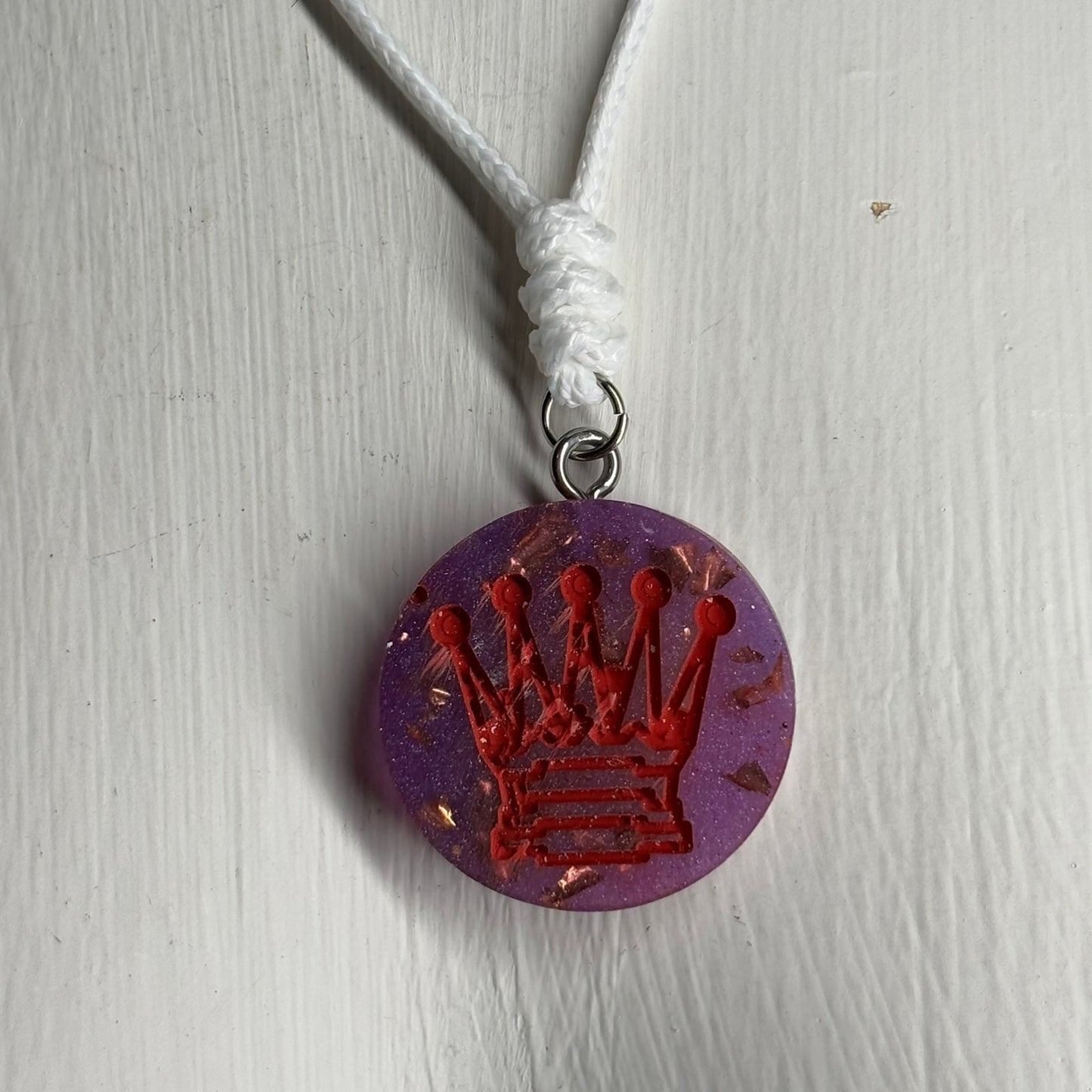 Royalty Purple Red Queen - Handmade Resin Chess Necklace