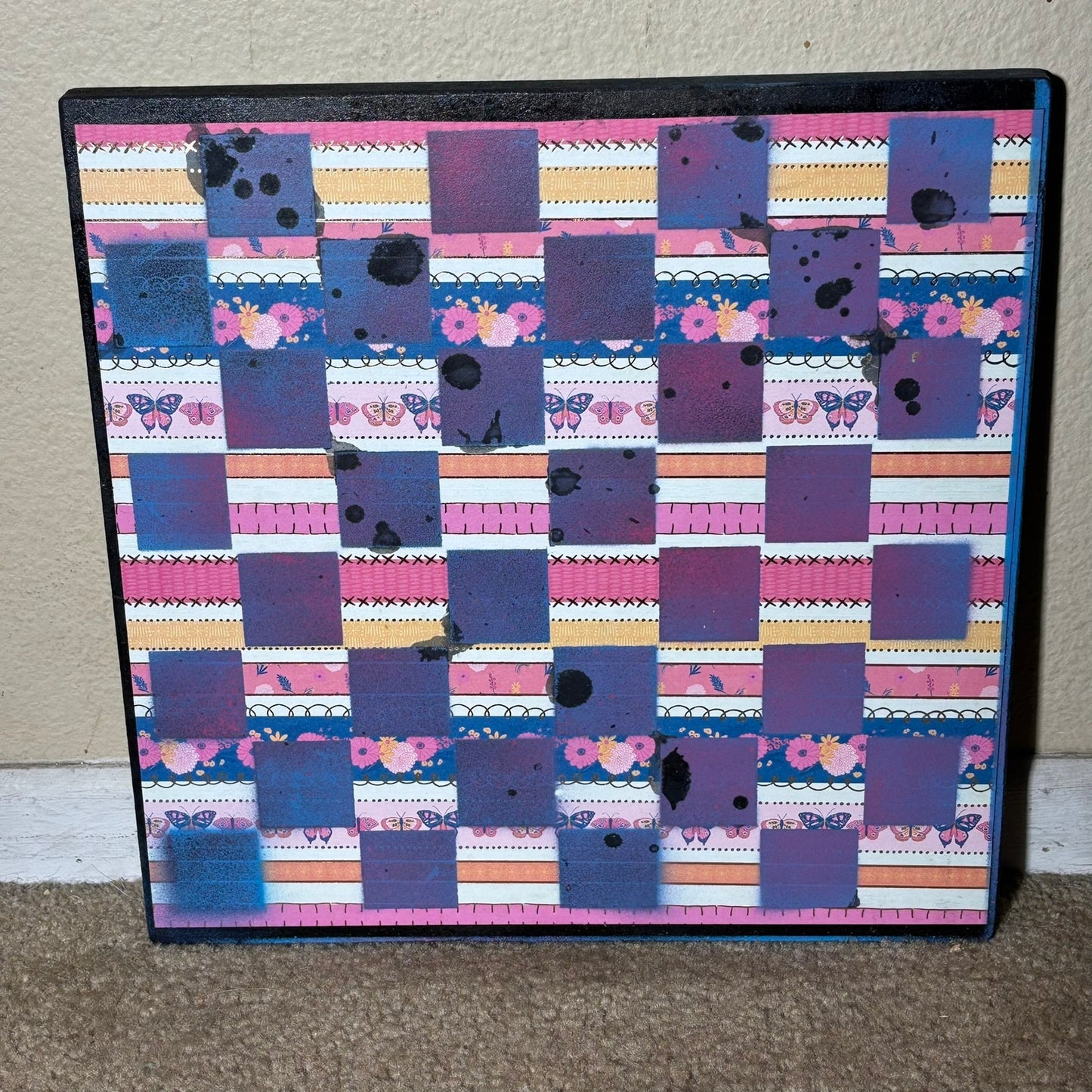 Pink Blue Butterfly - Scrapbook Chess Board