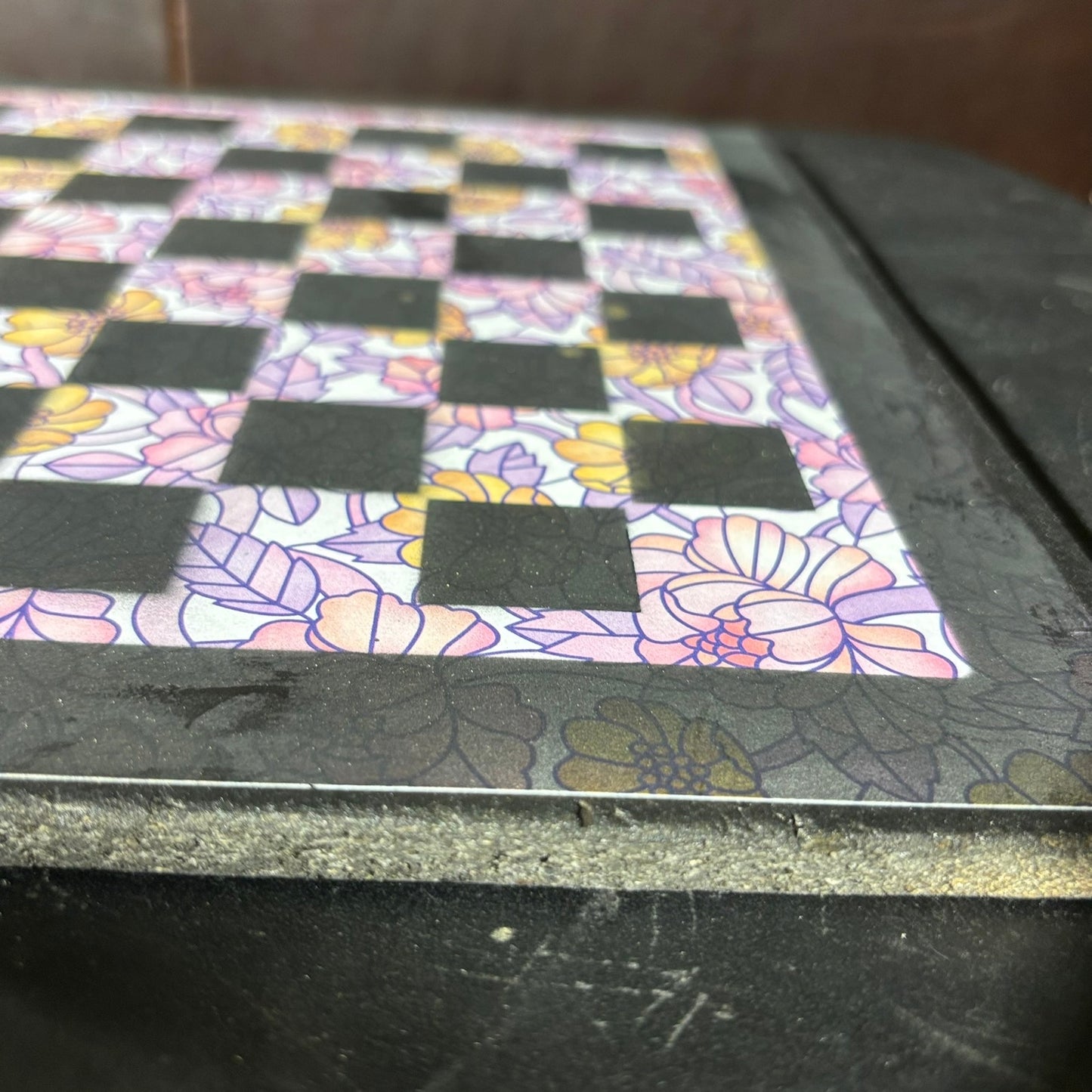 Pink & Yellow Flowers - Scrapbook Chess Board