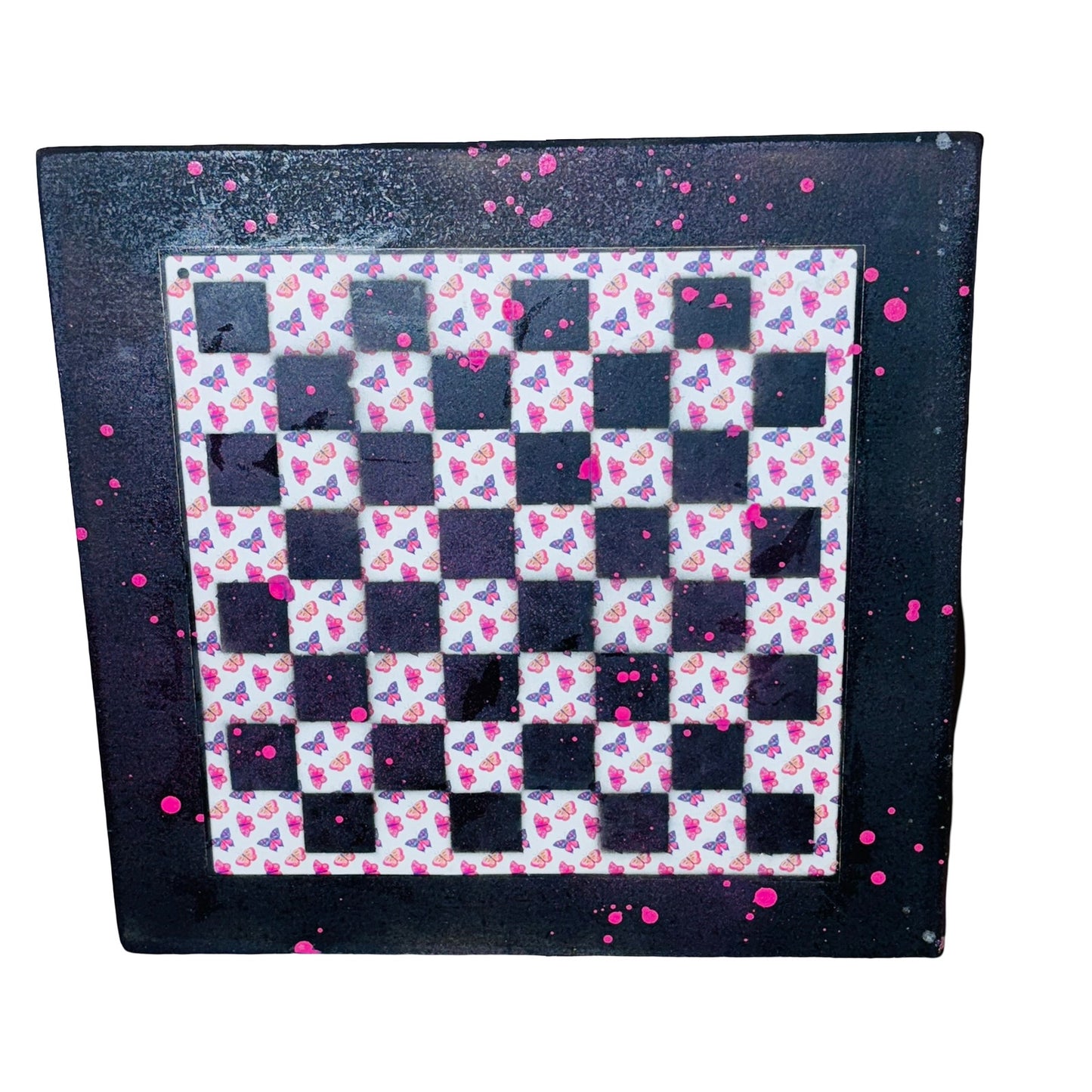 Pink Colorful Butterflies - Large Scrapbook Chess Board