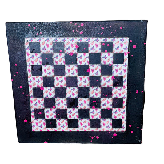 Pink Colorful Butterflies - Large Scrapbook Chess Board