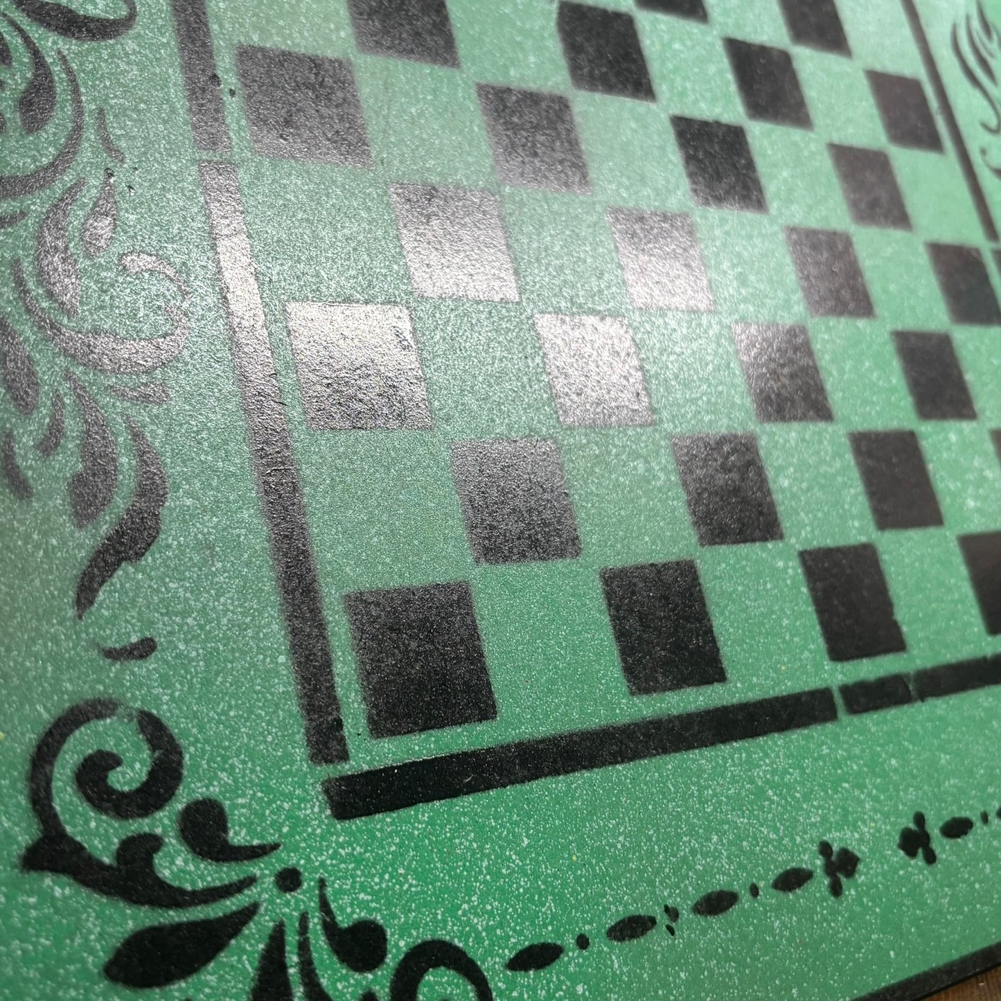 Green & Black - Painted Chess Board