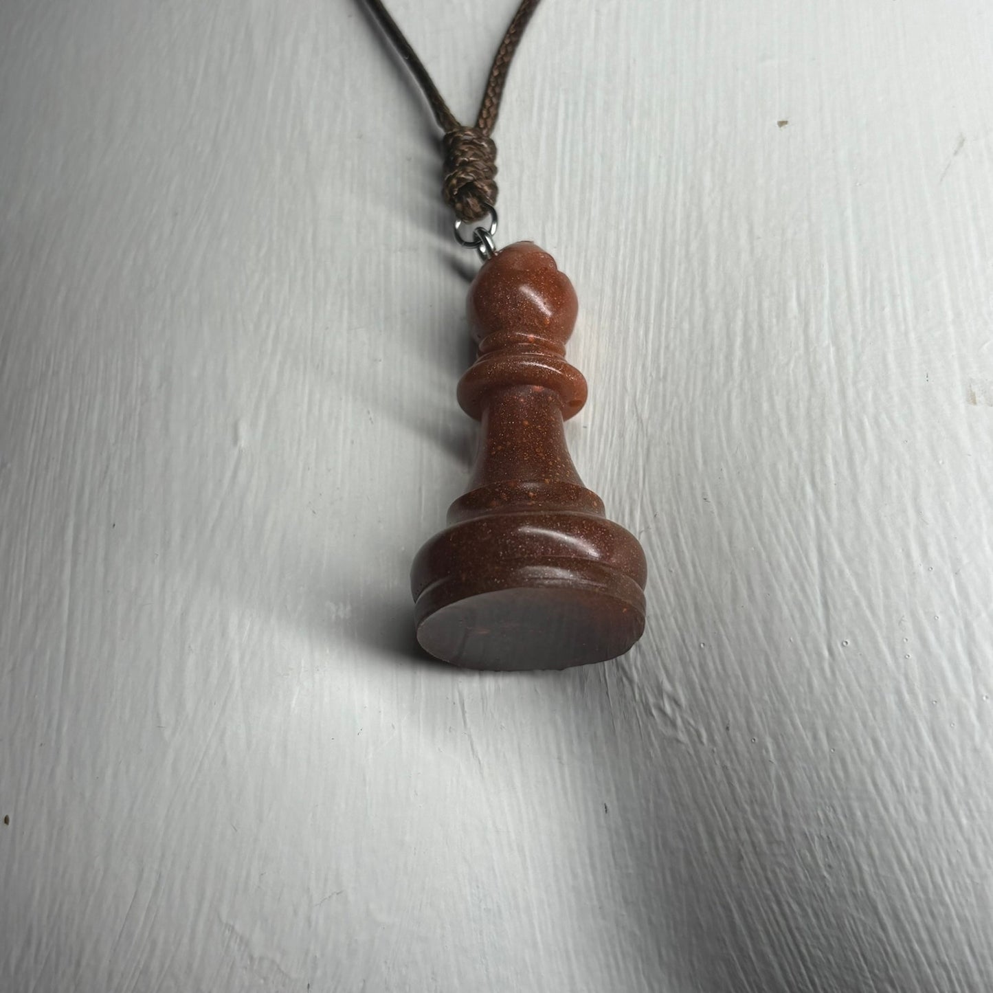Simple Brown Bishop - Handmade Resin Chess Necklace