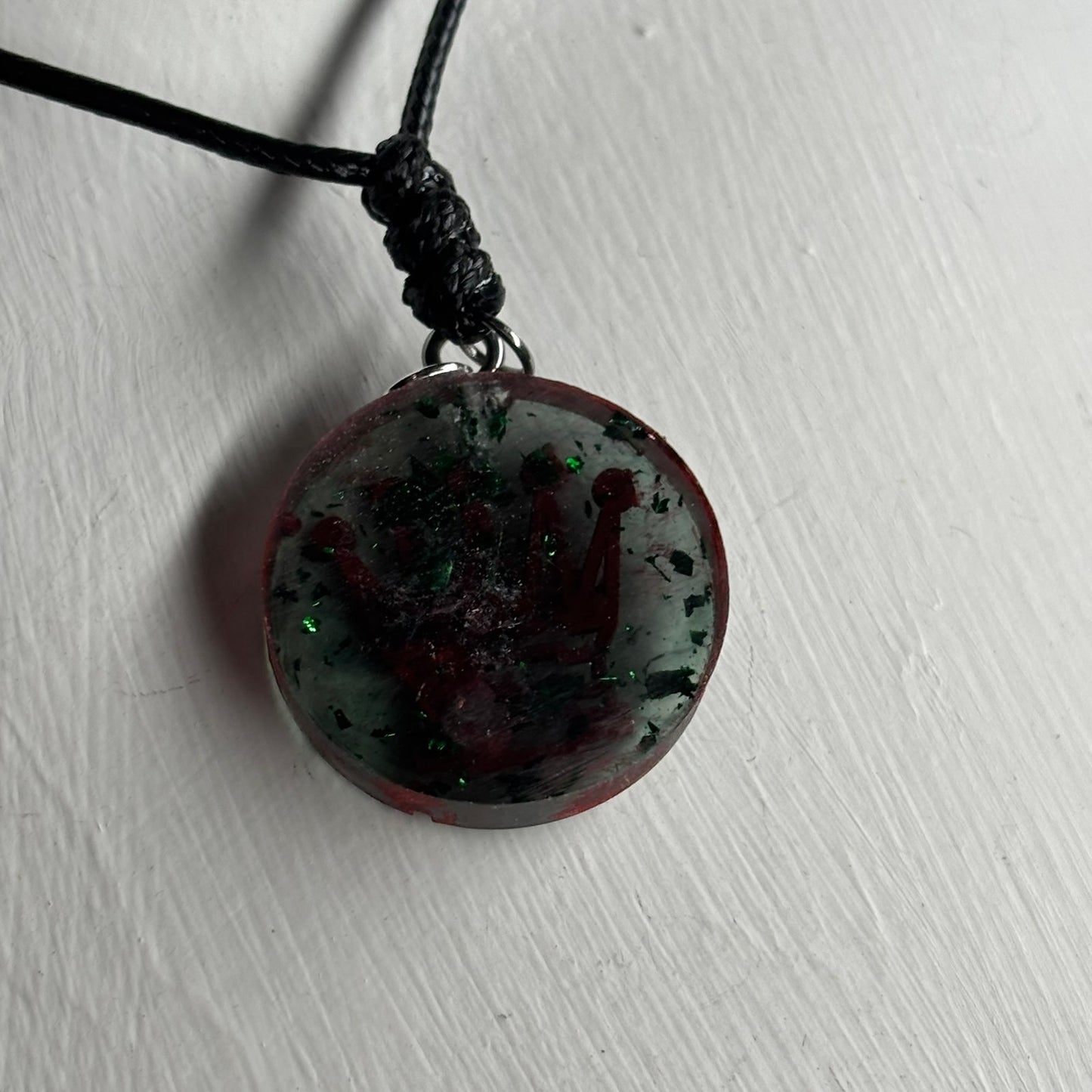 Red Print Queen - Handmade Resin Chess Necklace