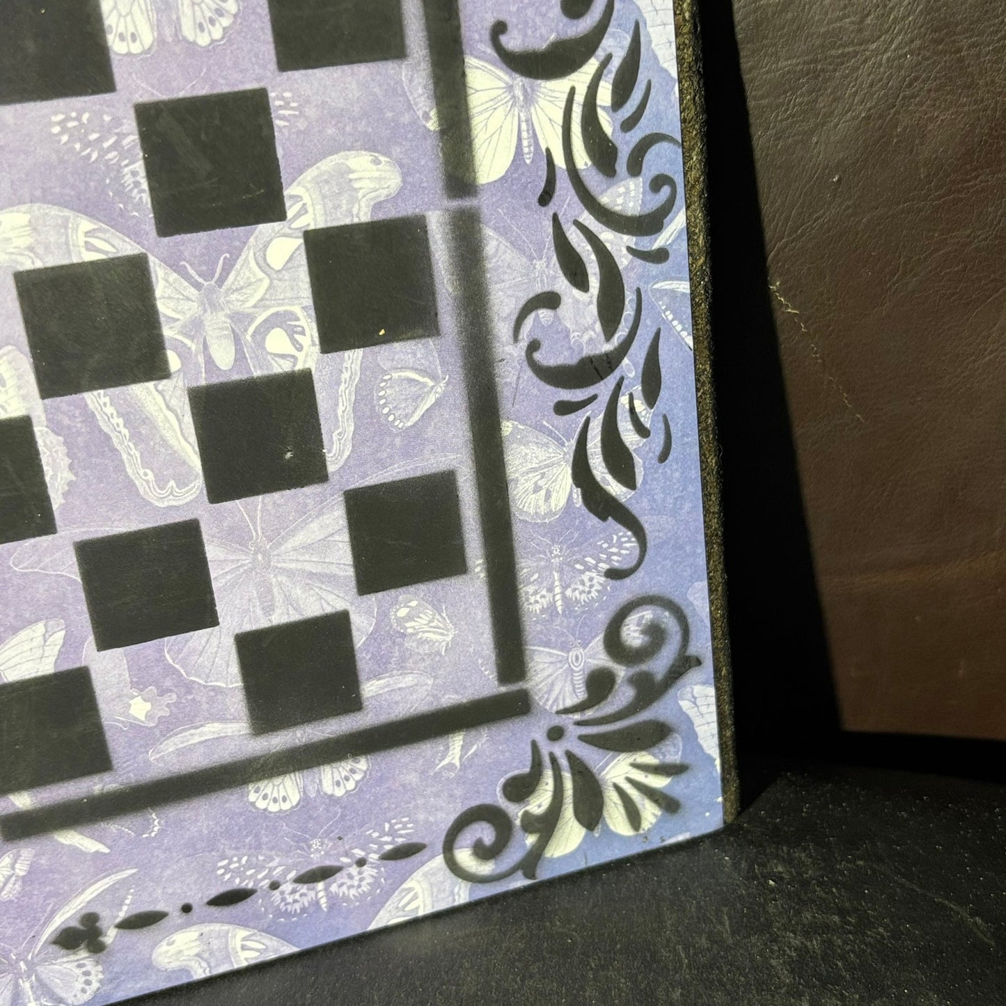 Purple Butterflies - Scrapbook Chess Board