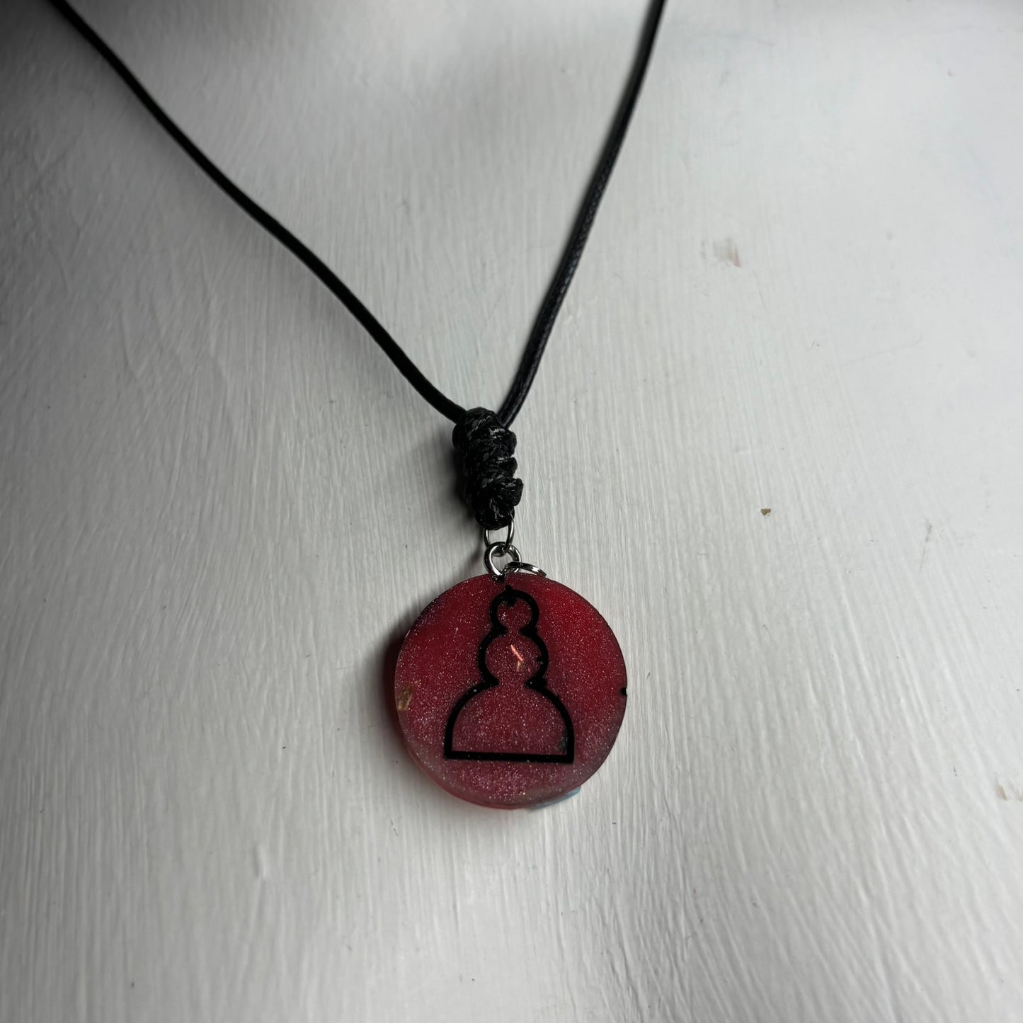 Dark Red Pawn - Handmade Resin Chess Necklace