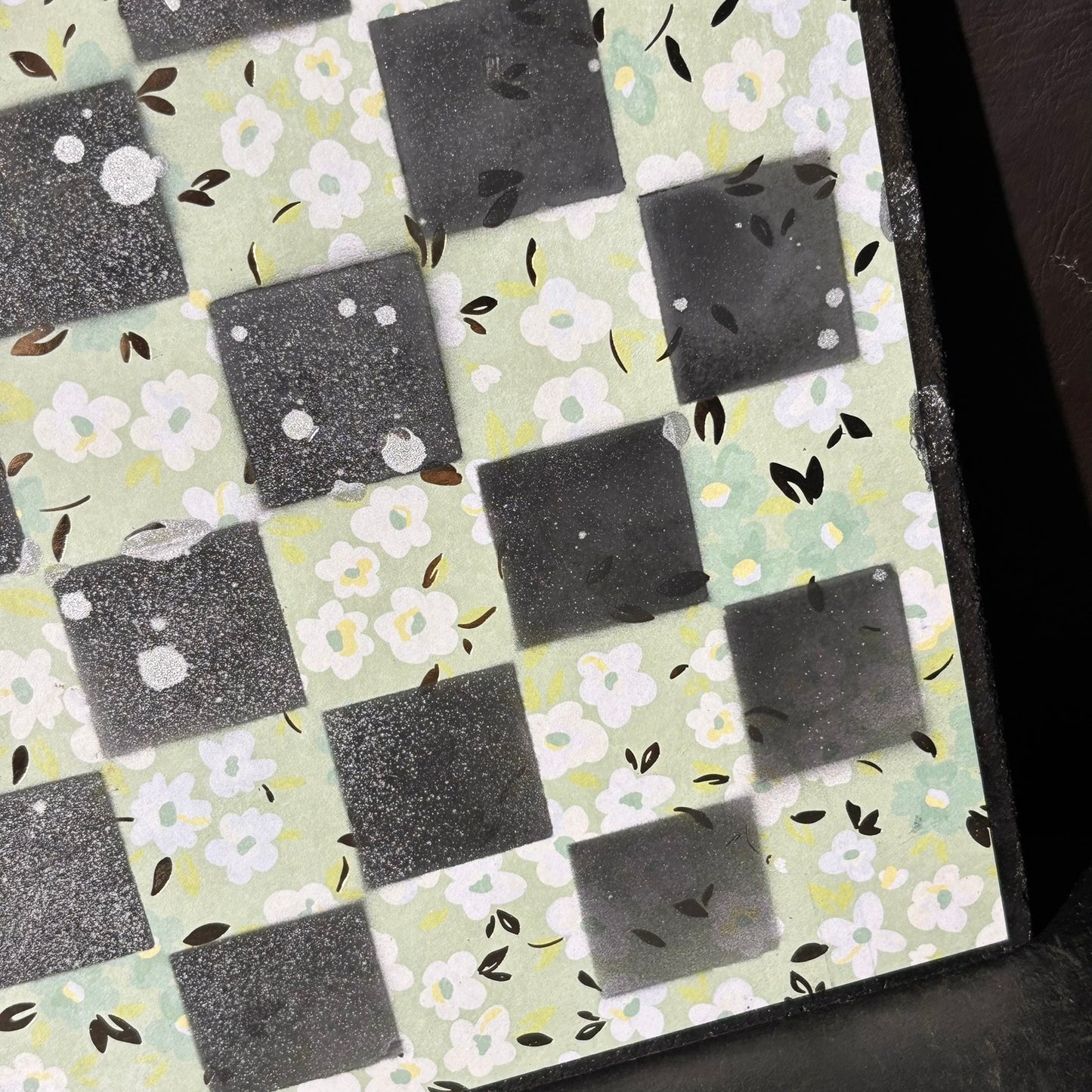 Mint Green & Black - Scrapbook Chess Board