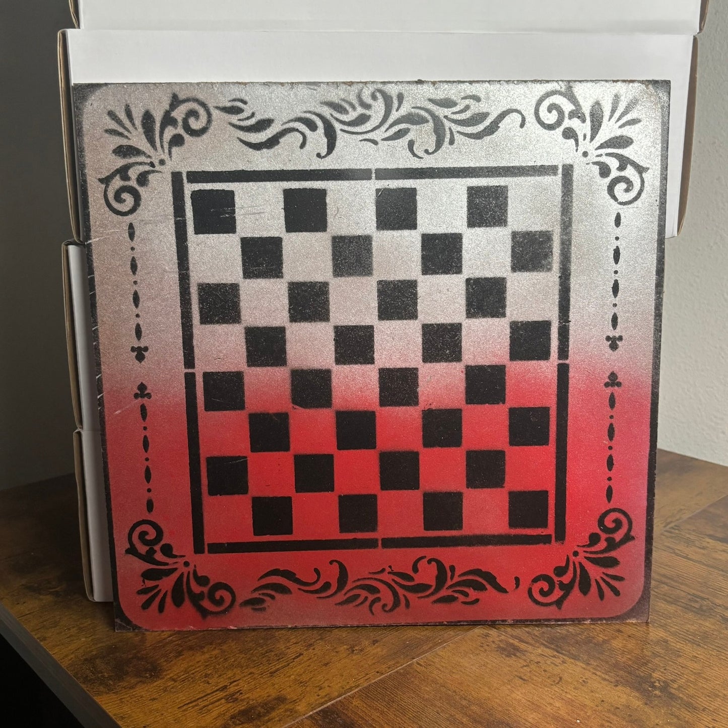 Red Cream - Painted Chess Board