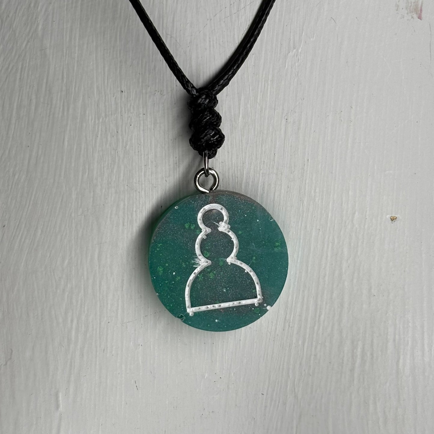 Cool Green Pawn - Handmade Resin Chess Necklace