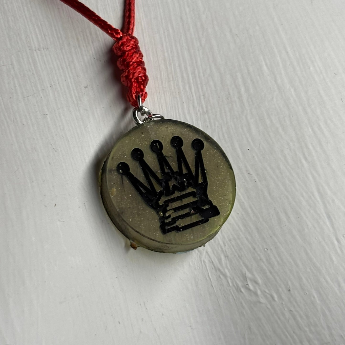 Army Green Queen - Handmade Resin Chess Necklace