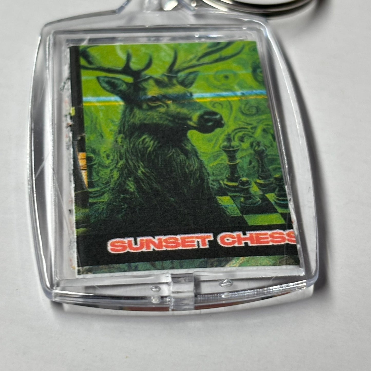 Green Deer - Sunset Chess Photo Keychain
