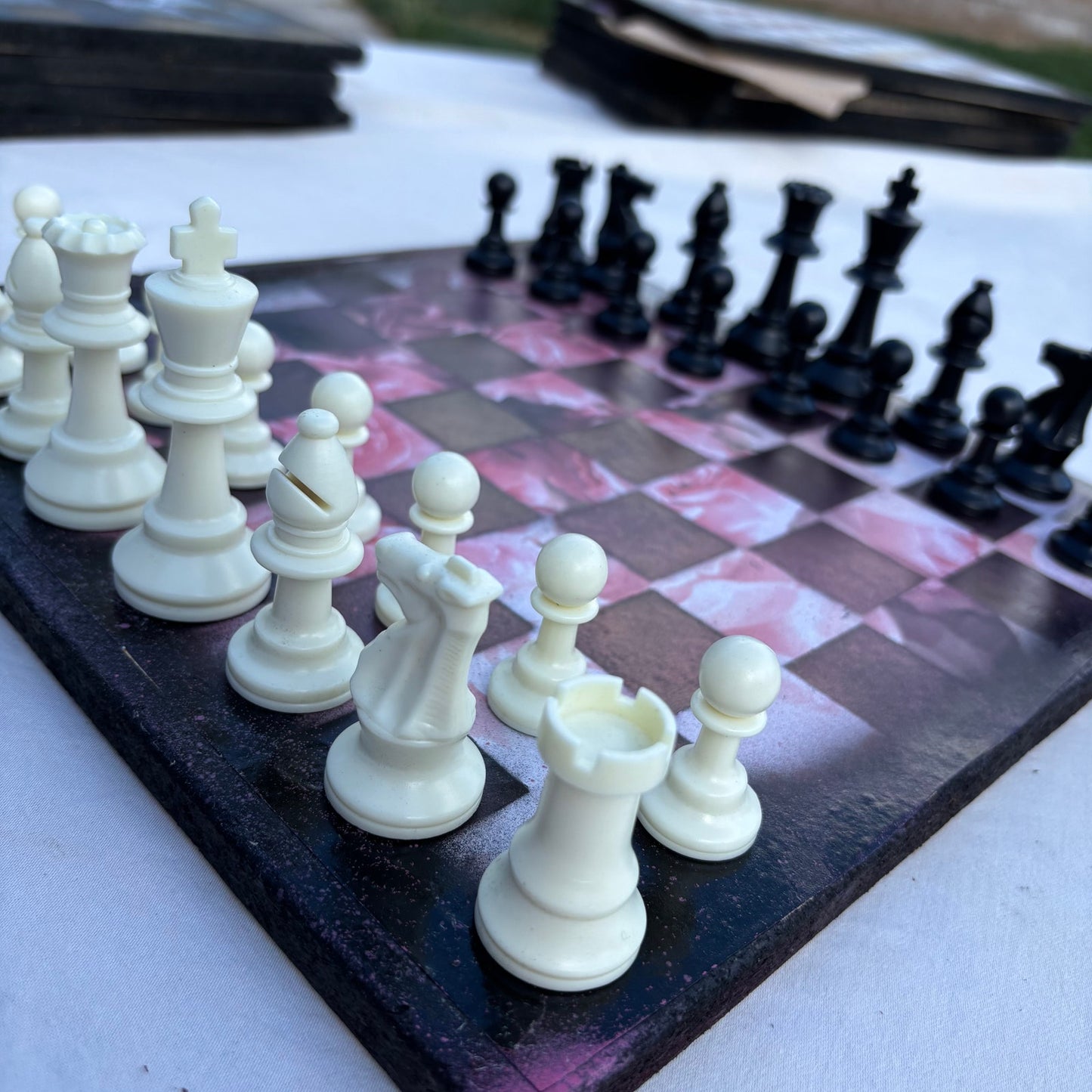 Pink Flowers - Scrapbook Chess Set