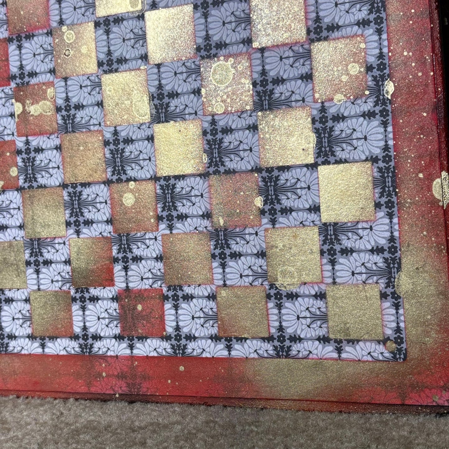 Vintage Red Drip - Scrapbook Chess Board