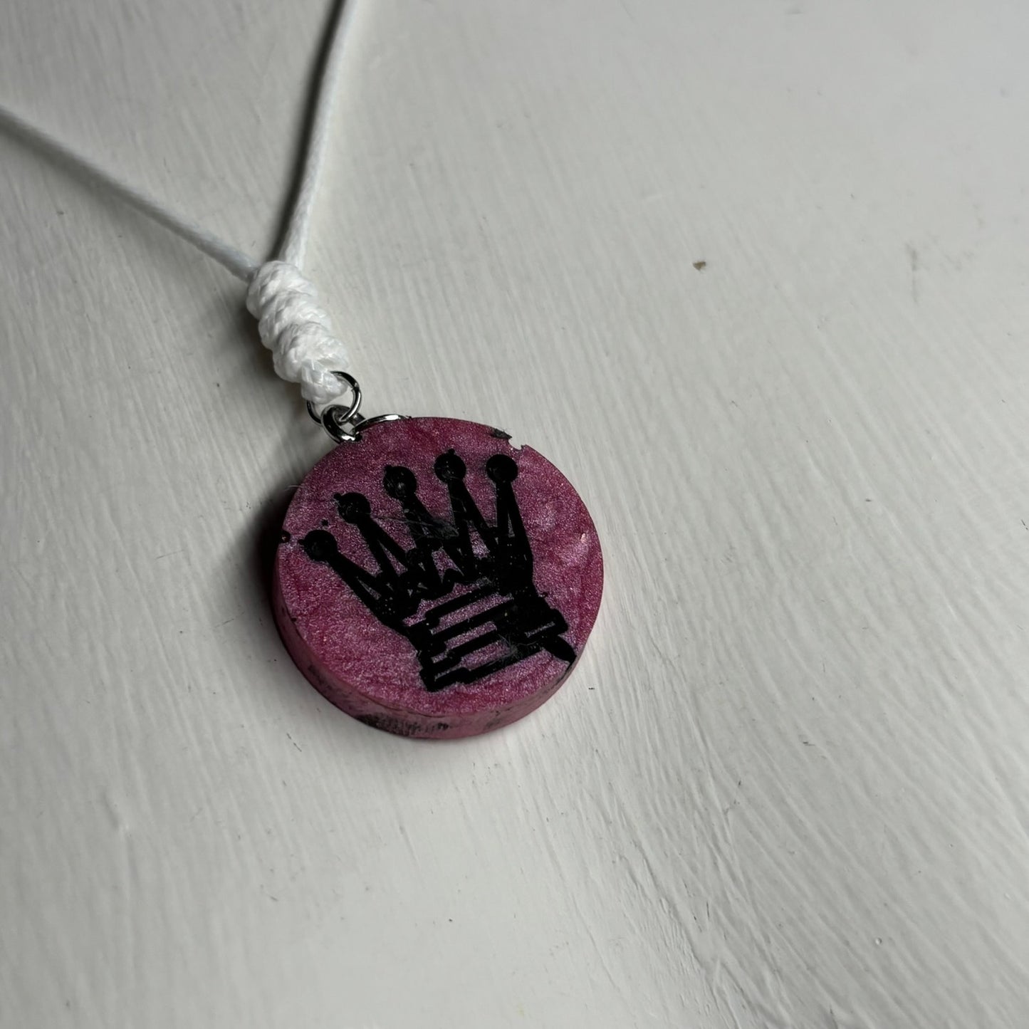 Dark Pink Queen - Handmade Resin Chess Necklace