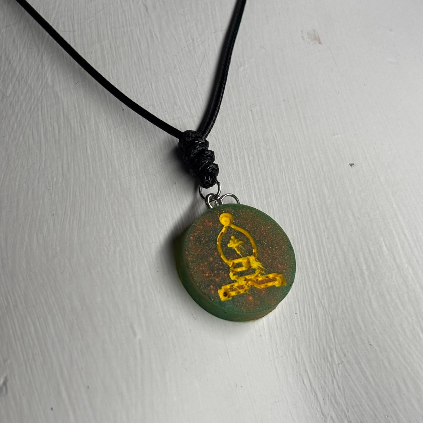 Green Splash Bishop - Handmade Resin Chess Necklace