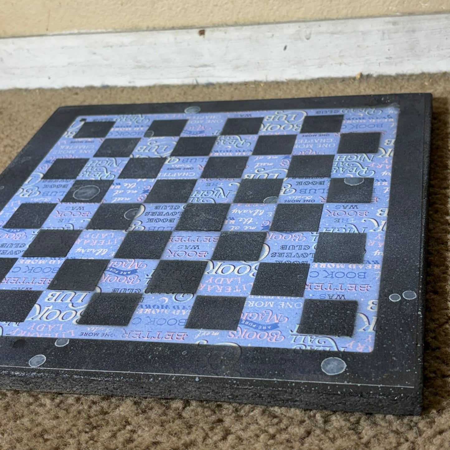 Blue & Black Wording - Scrapbook Chess Board