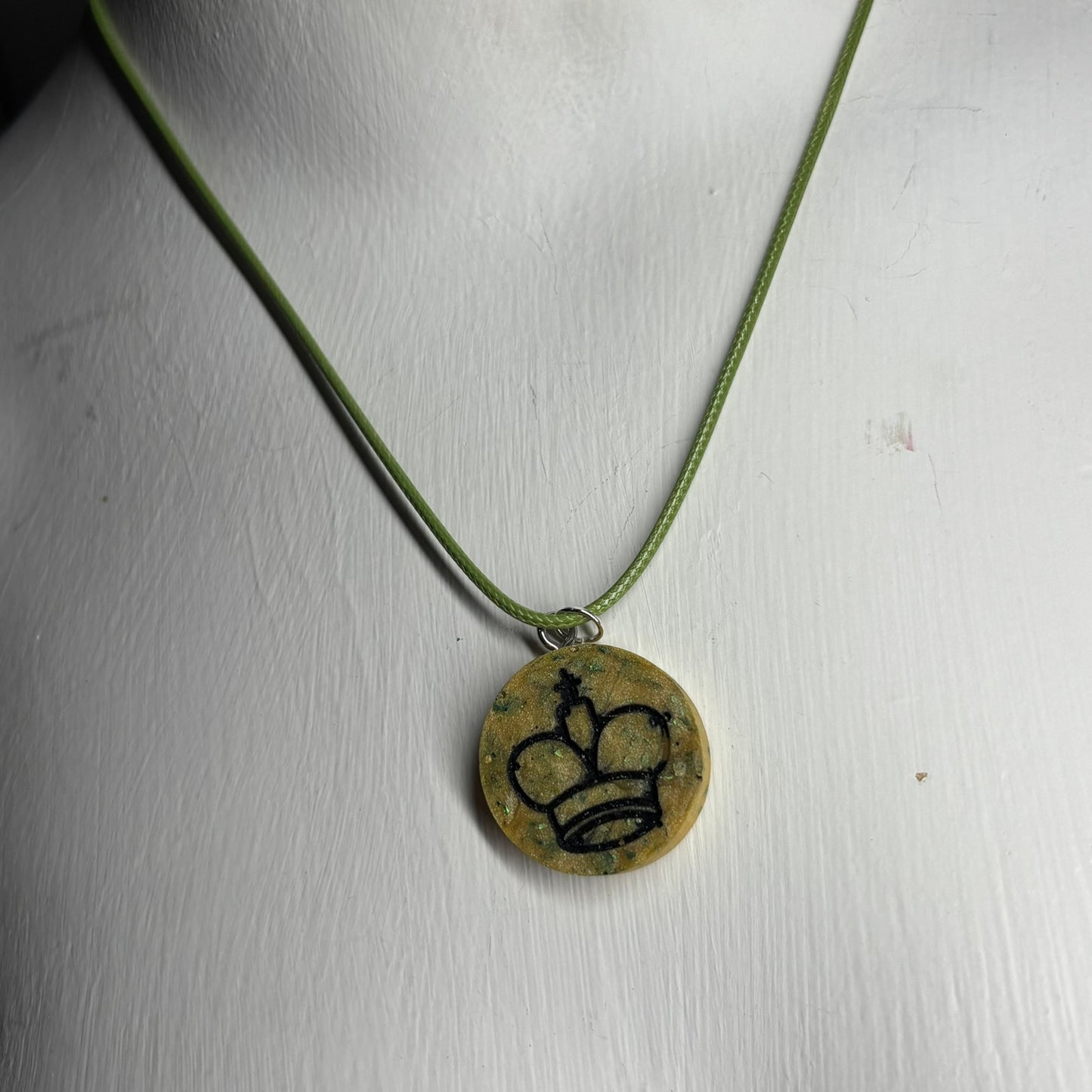 Modest Green King - Handmade Resin Chess Necklace