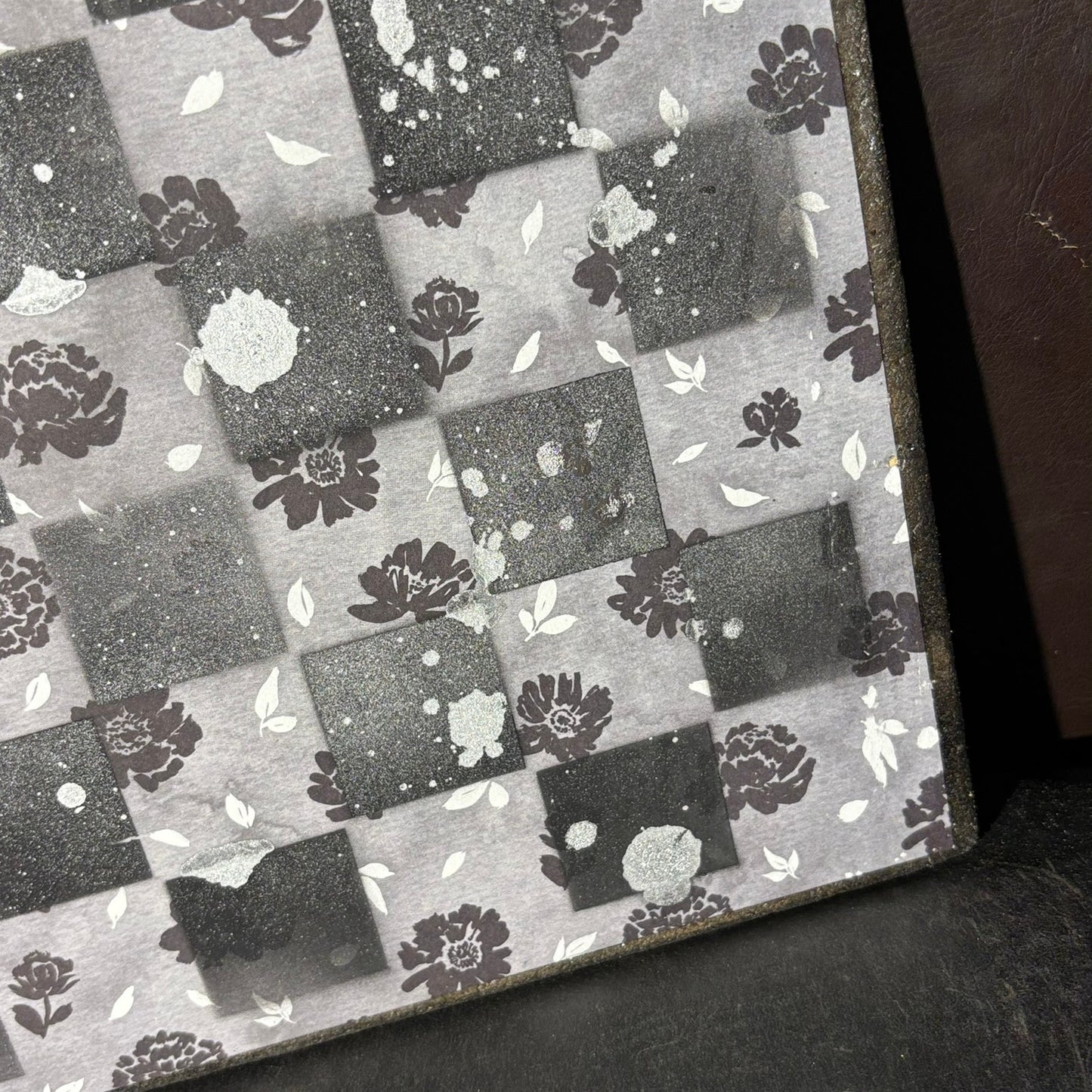 Black Ice Flowers - Scrapbook Chess Board