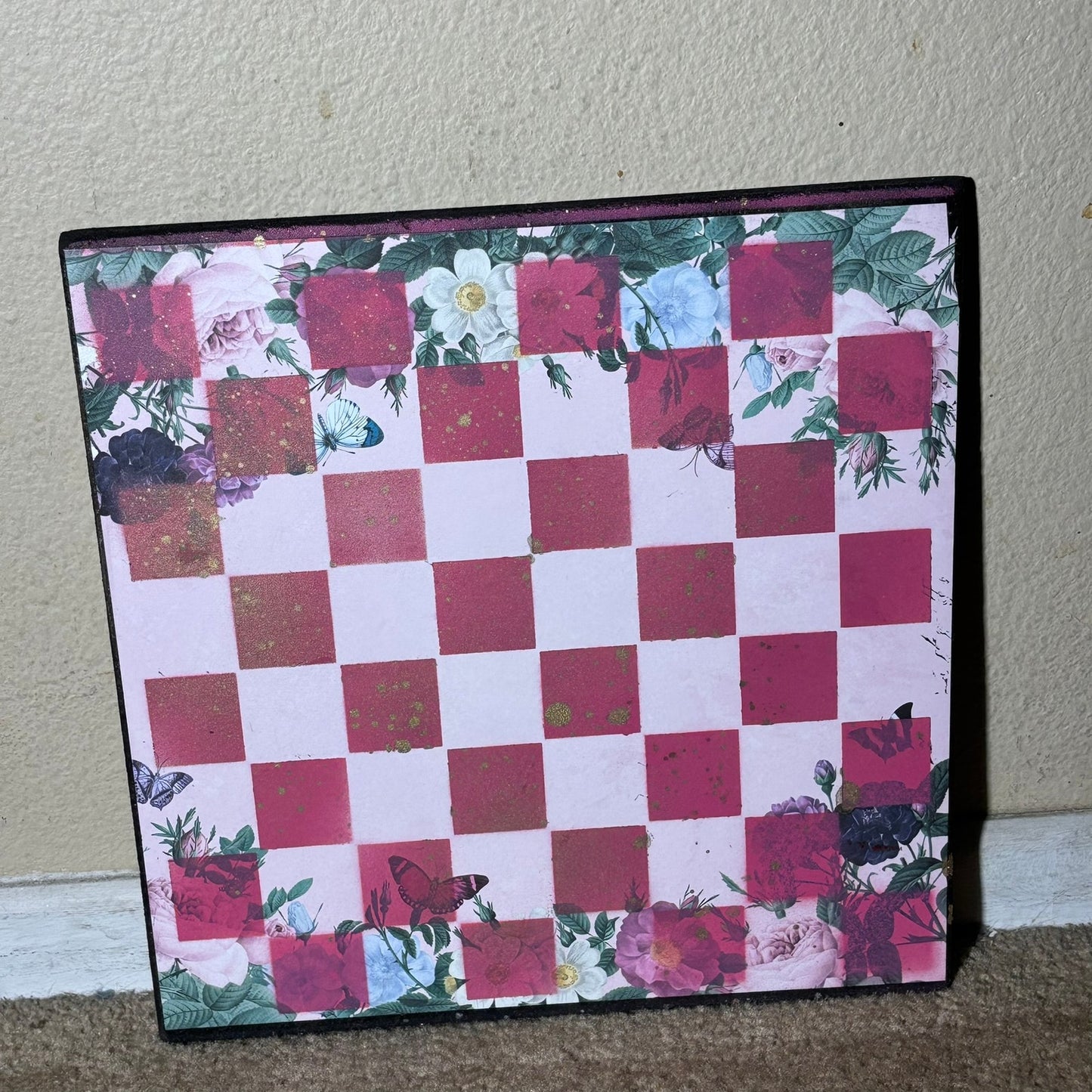 Hot Pink Garden - Scrapbook Chess Board