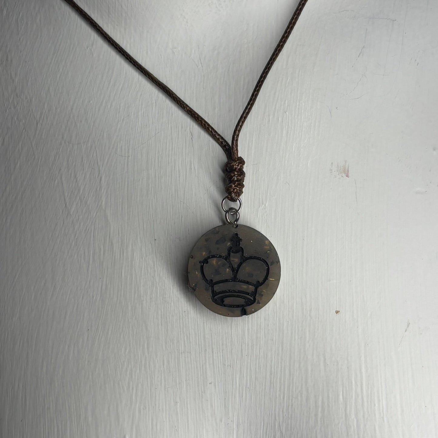 Silver Cave King - Handmade Resin Chess Necklace