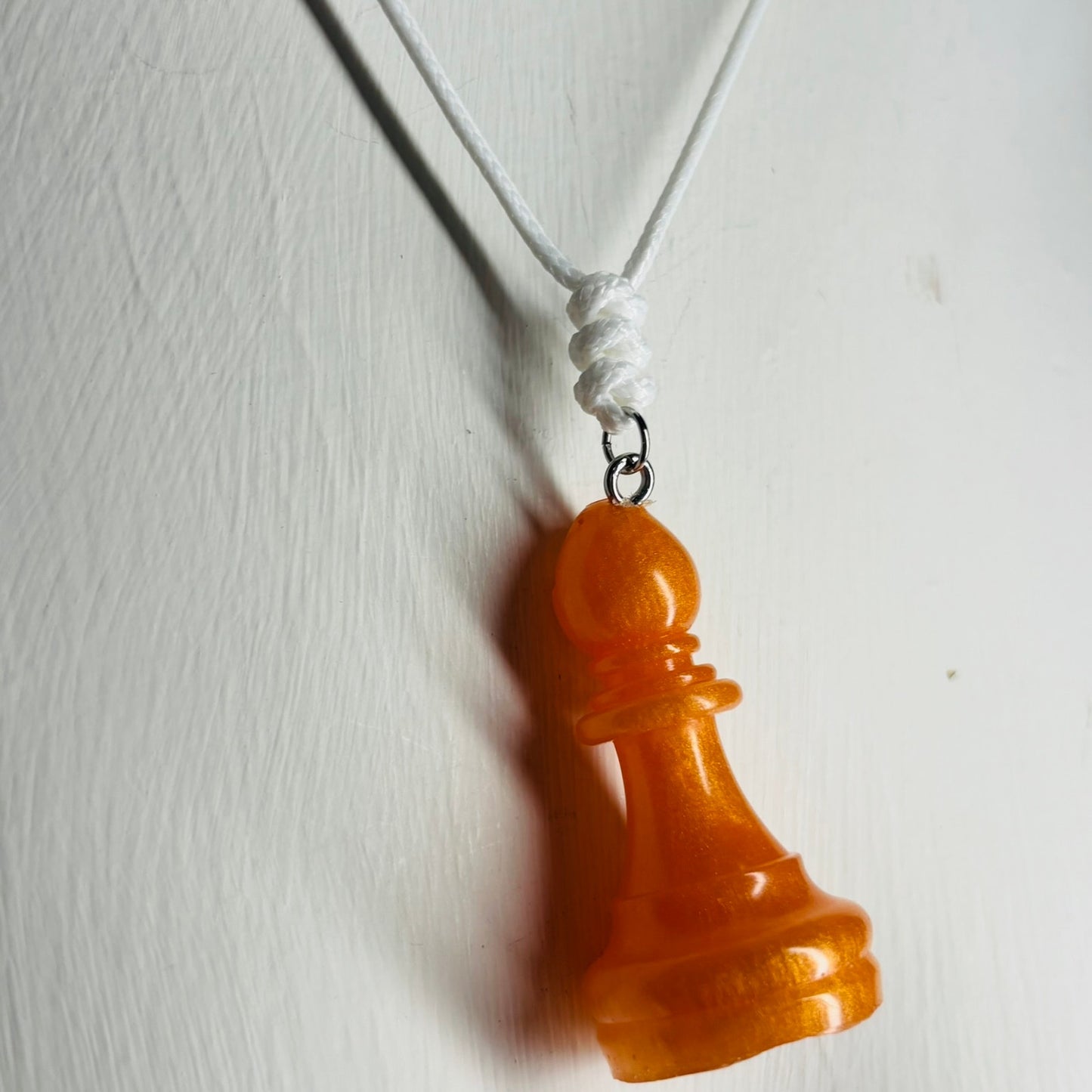 Orange Bishop - Handmade Resin Chess Necklace
