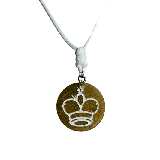 Sand Yellow King - Handmade Resin Chess Necklace