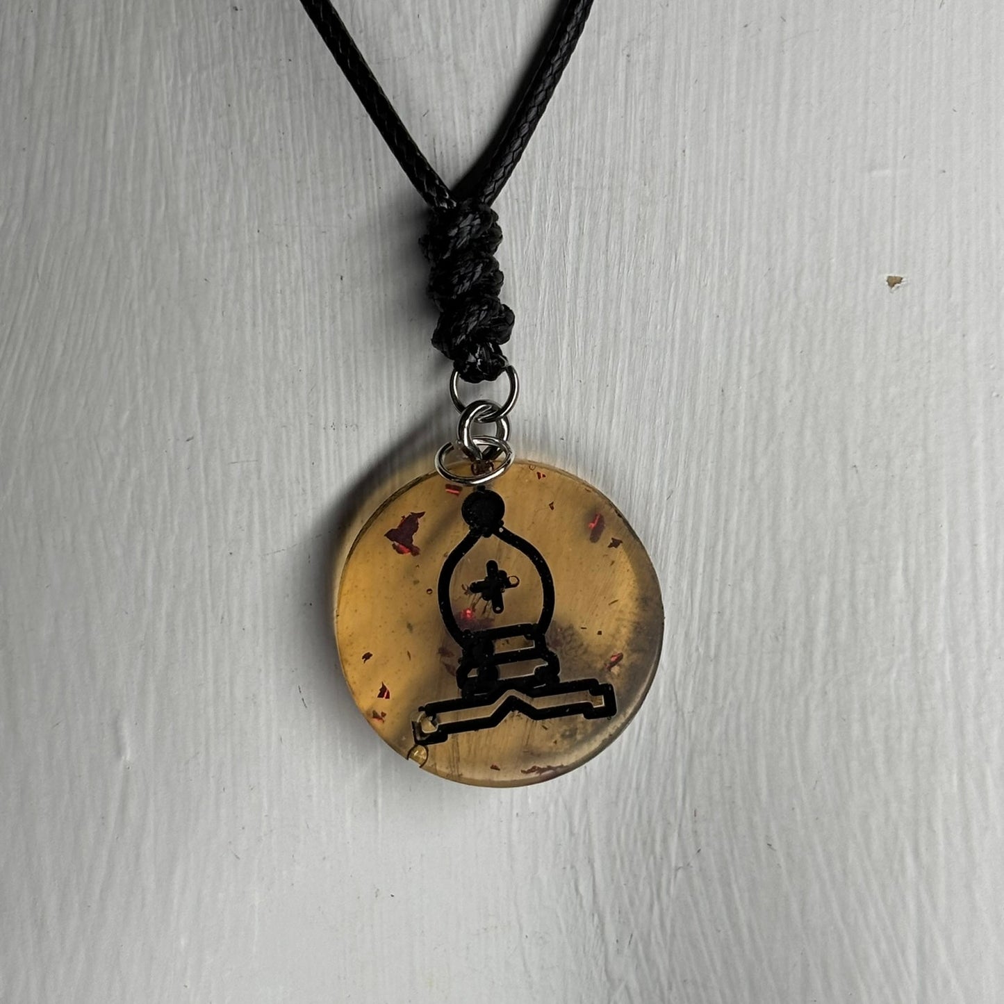 Yellow Transparent Bishop - Handmade Resin Chess Necklace