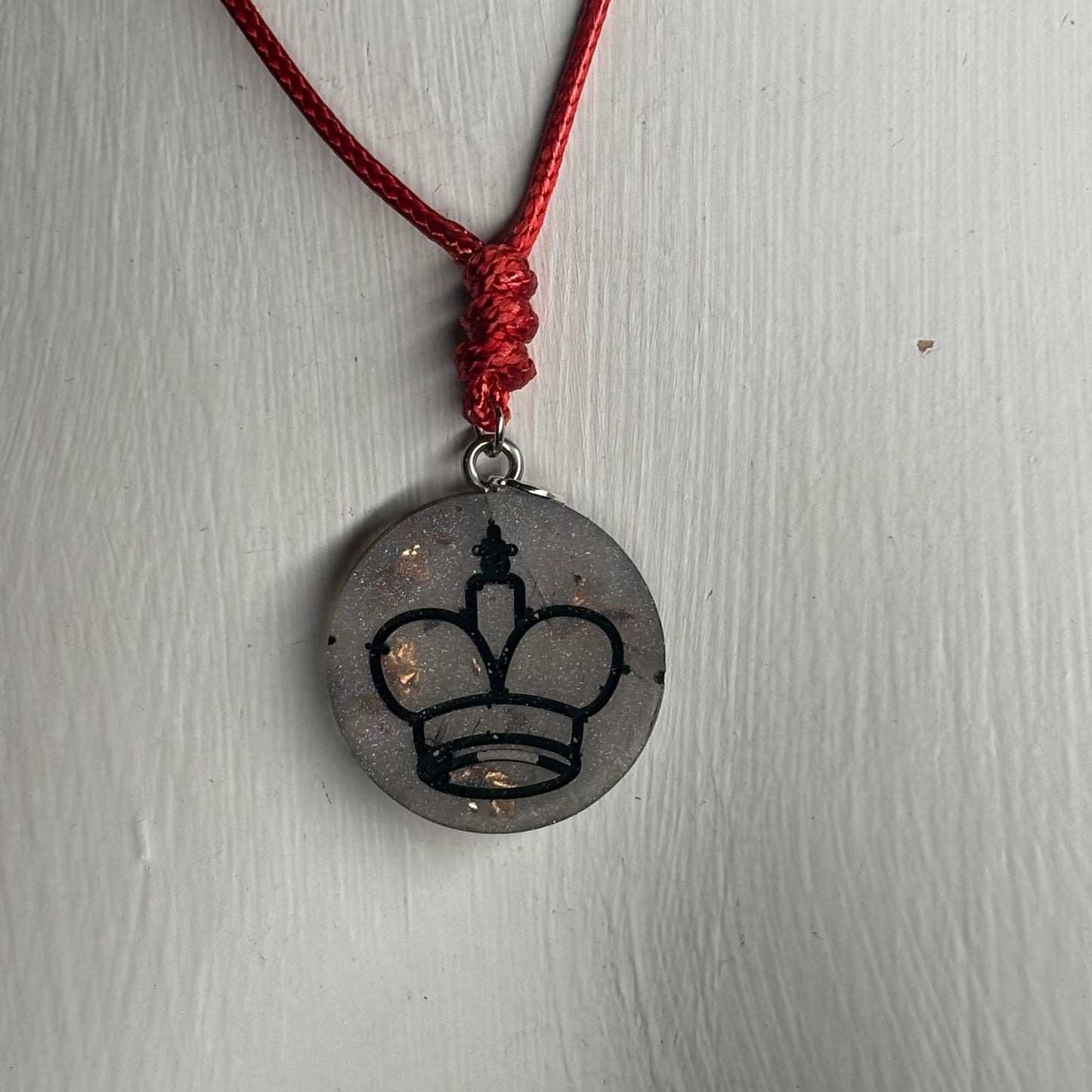 Royal Silver King - Handmade Resin Chess Necklace