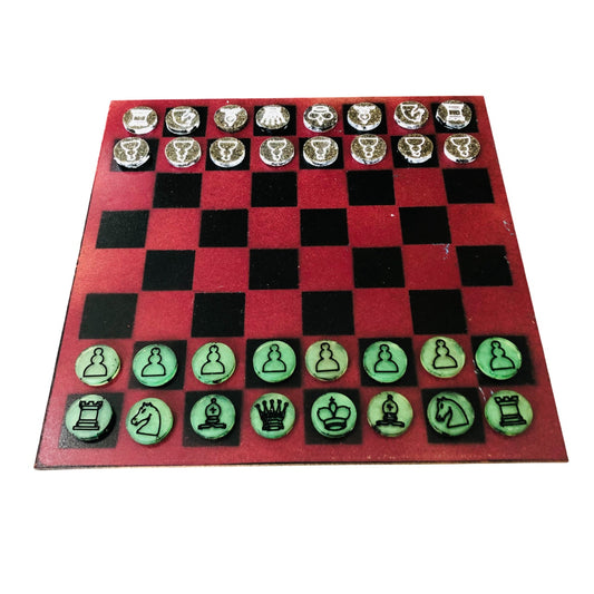 Alien Red- Painted Chess Set