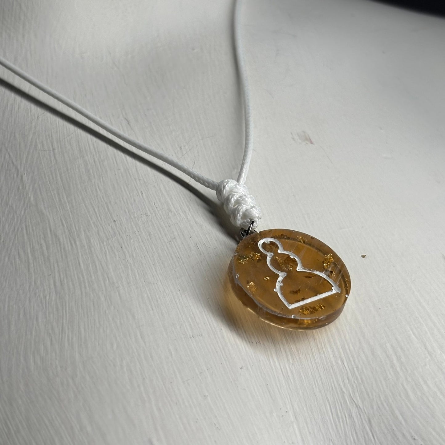Light Amber Pawn - Handmade Resin Chess Necklace