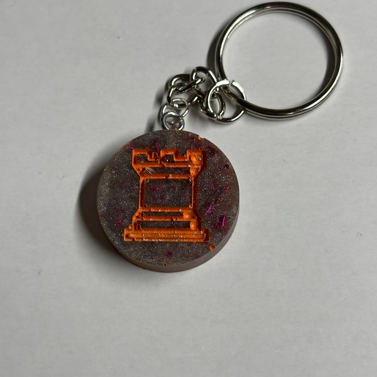 Purple Orange Rook - Handmade Resin Keychain
