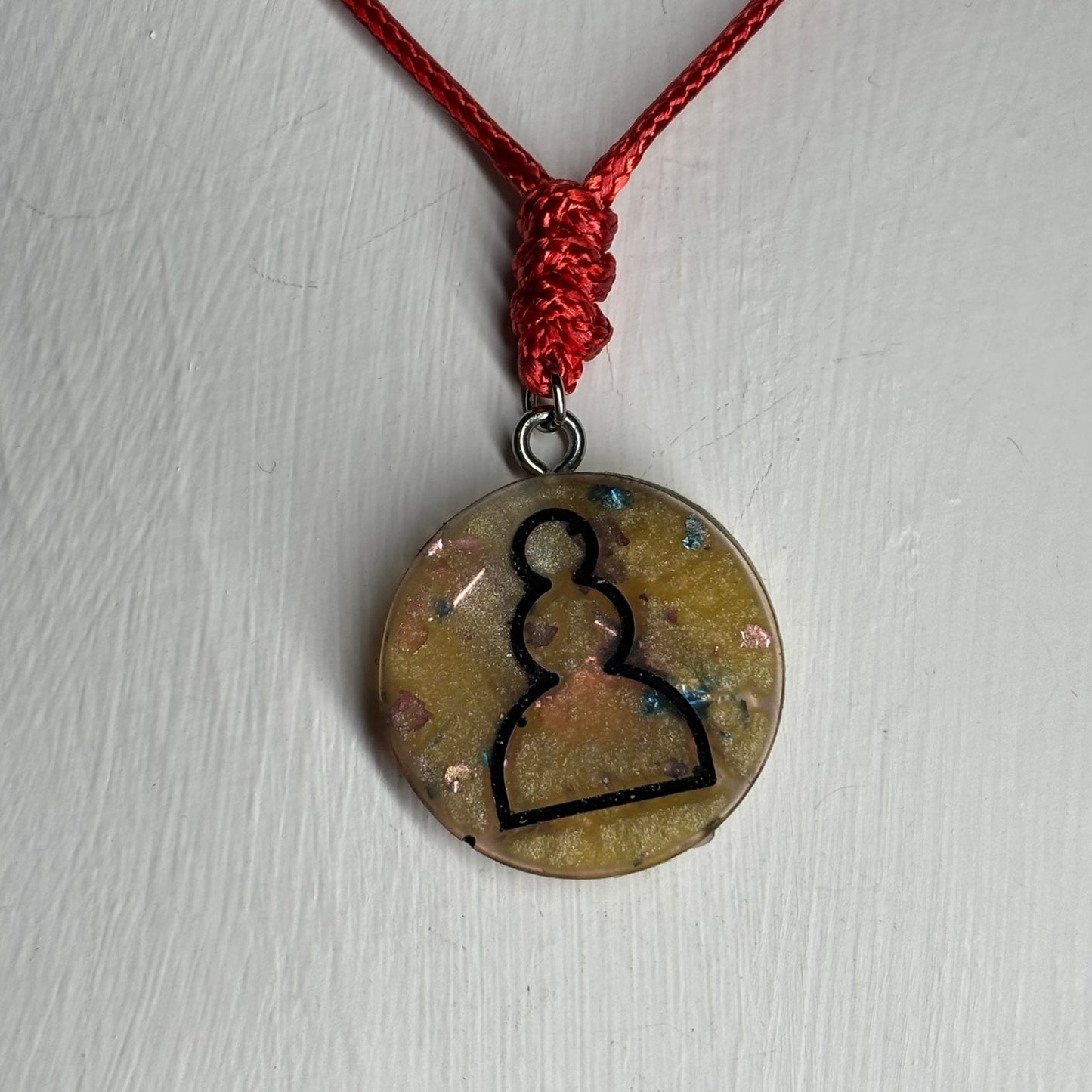 Yellow Royal Pawn - Handmade Resin Chess Necklace