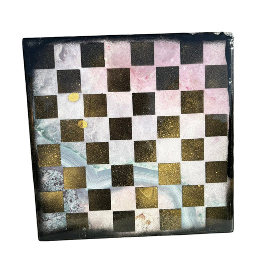 Pink Beach Gold - Resin Coated Chess Board