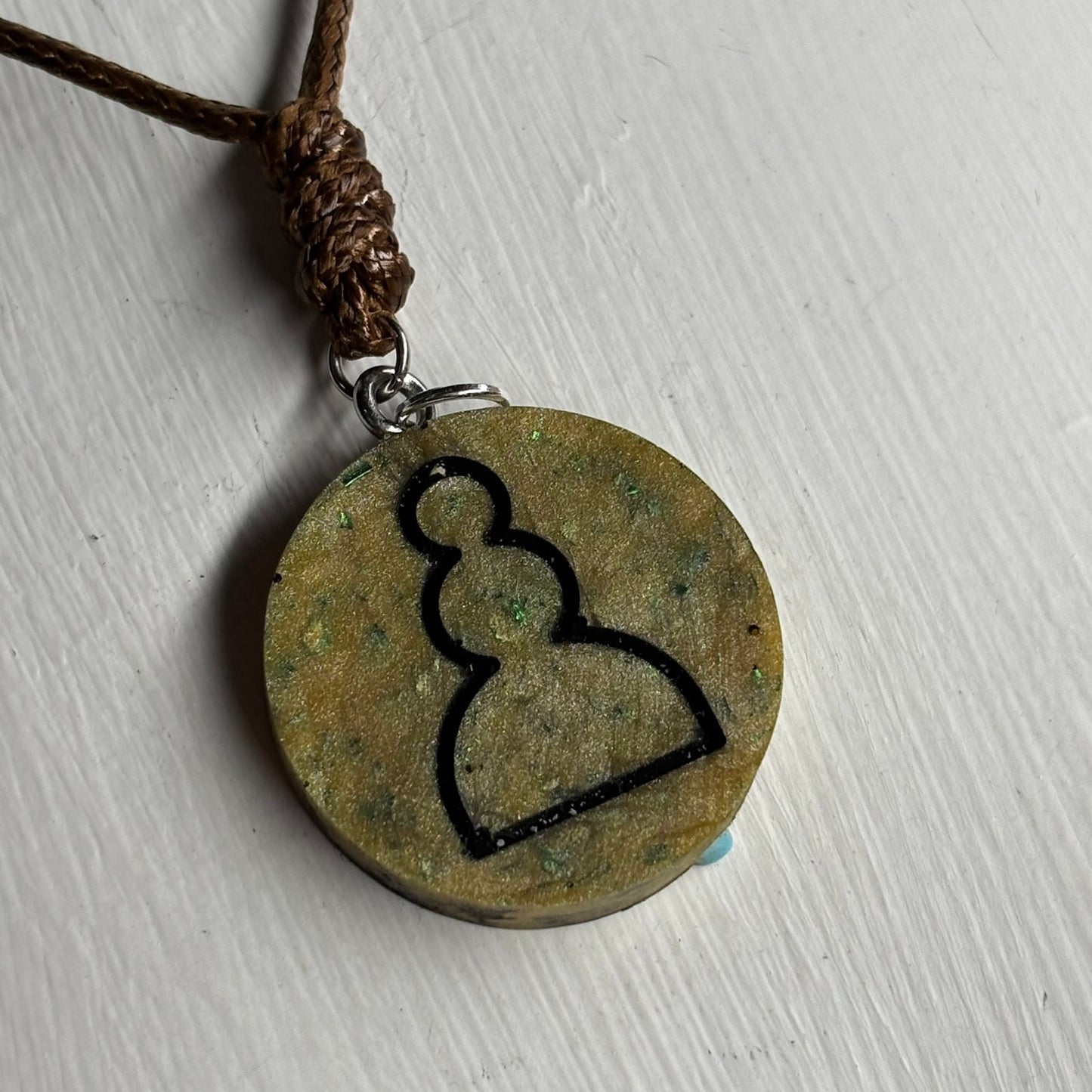 Brown Classic Pawn - Handmade Resin Chess Necklace