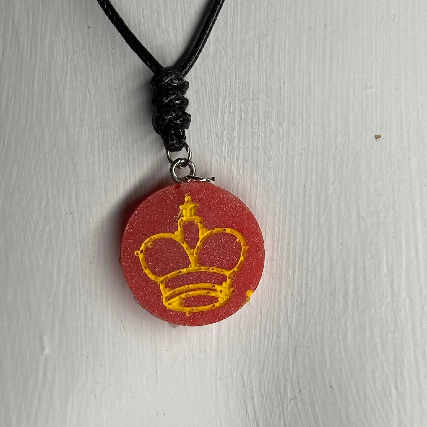 Shimmer Red King - Handmade Resin Chess Necklace
